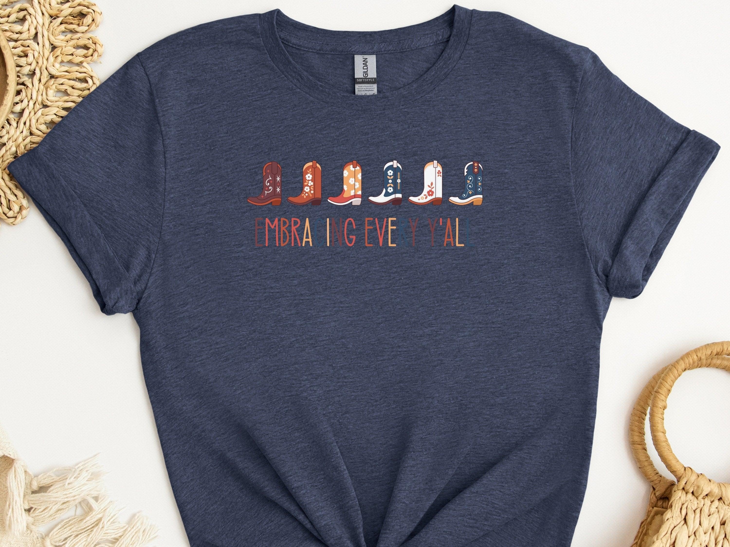 Embracing Every Y'all Tee-Heather Navy-Neurodiversity, ADHD & Autism Awareness & Acceptance T-Shirt by Daily Bloom