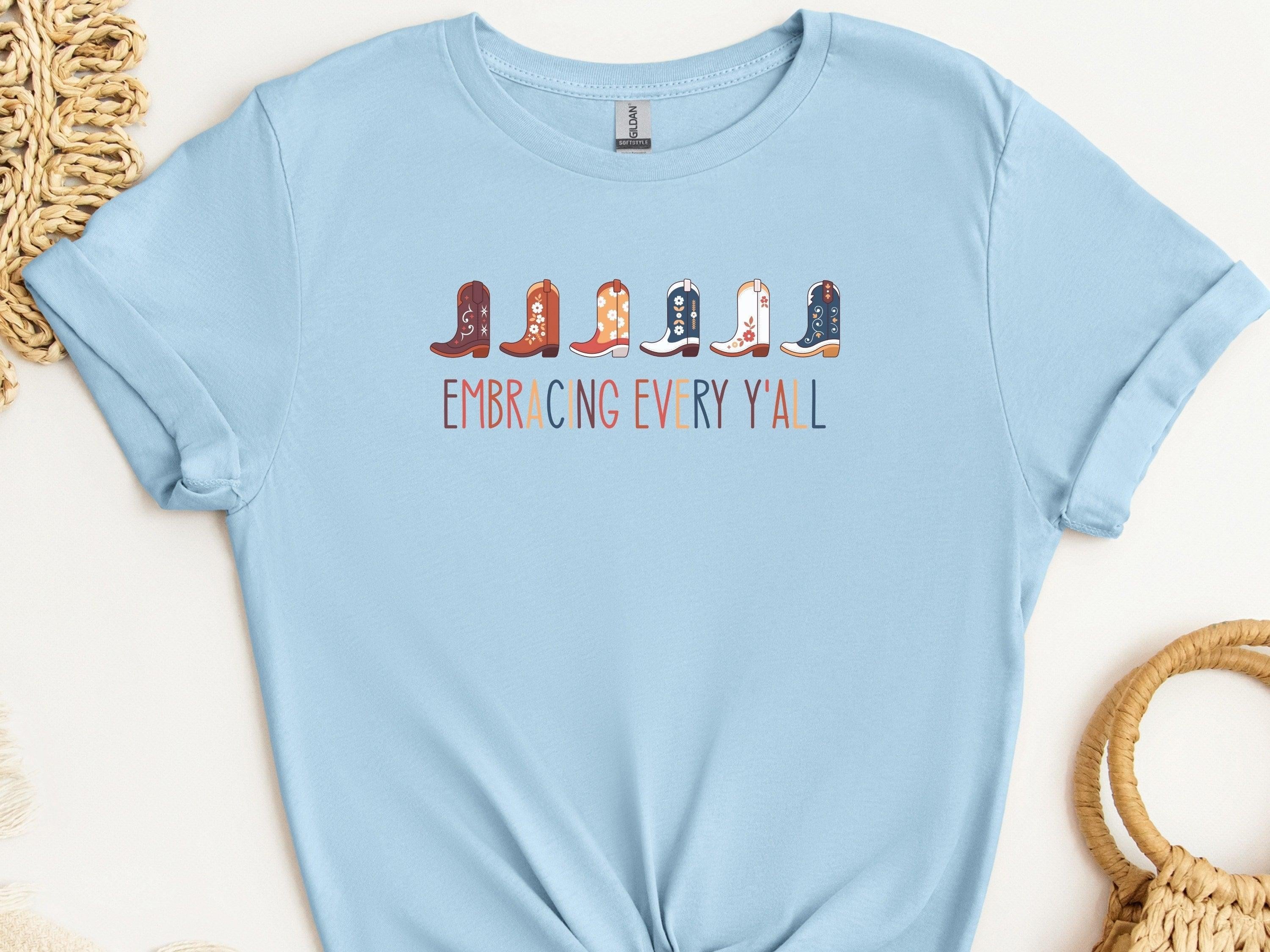 Embracing Every Y'all Tee-Light Blue-Neurodiversity, ADHD & Autism Awareness & Acceptance T-Shirt by Daily Bloom