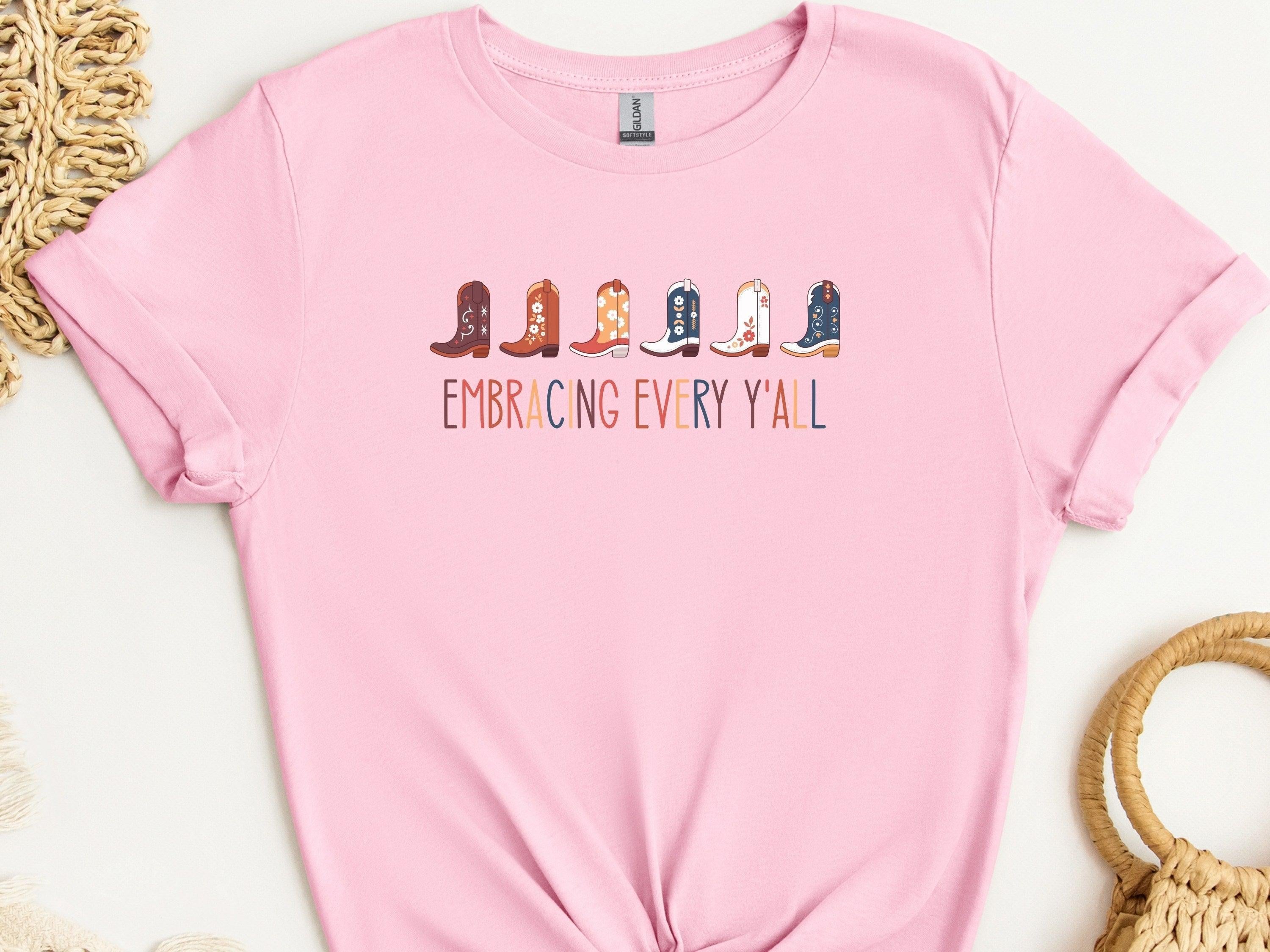 Embracing Every Y'all Tee-Light Pink-Neurodiversity, ADHD & Autism Awareness & Acceptance T-Shirt by Daily Bloom