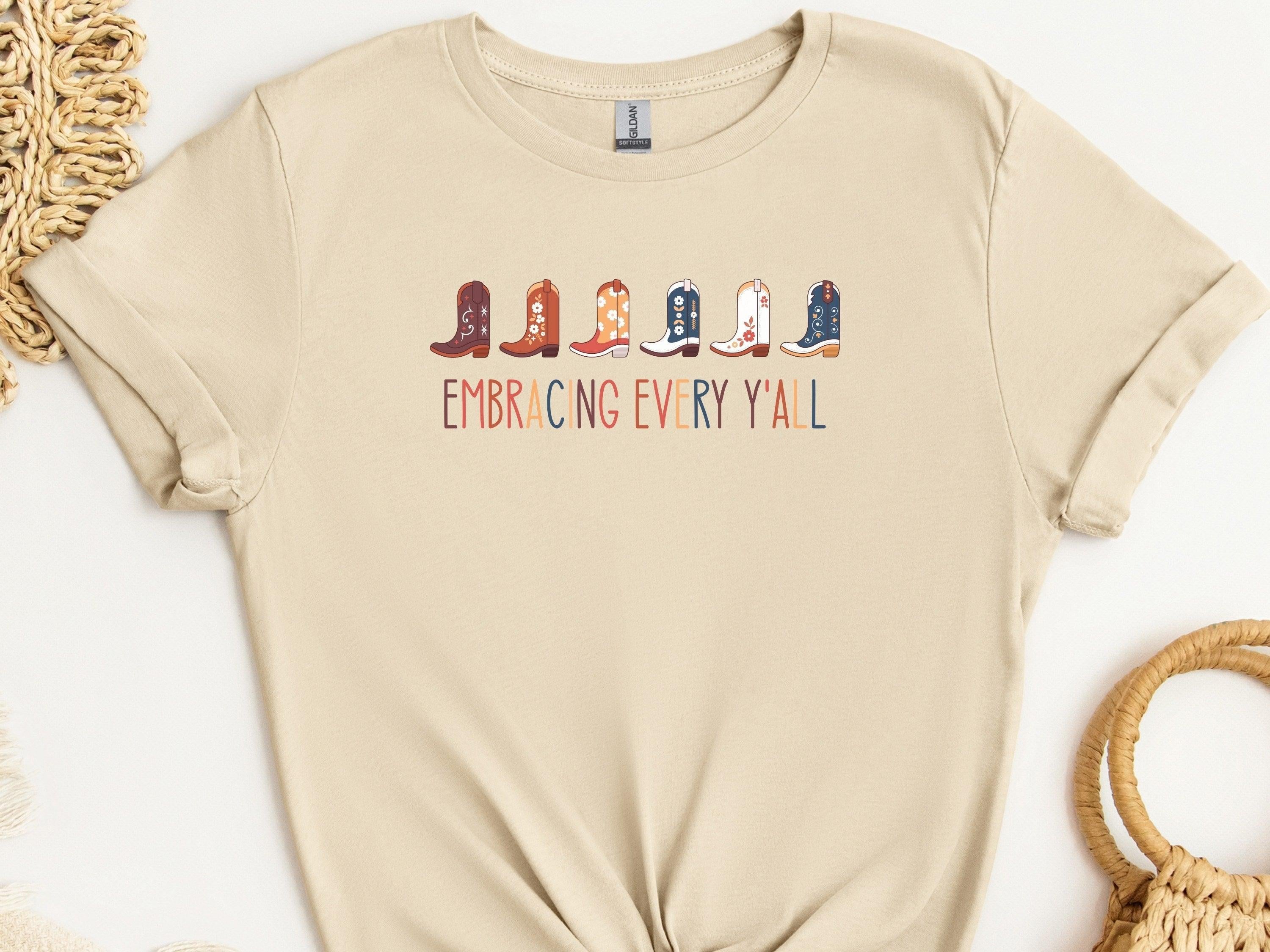 Embracing Every Y'all Tee-Sand-Neurodiversity, ADHD & Autism Awareness & Acceptance T-Shirt by Daily Bloom