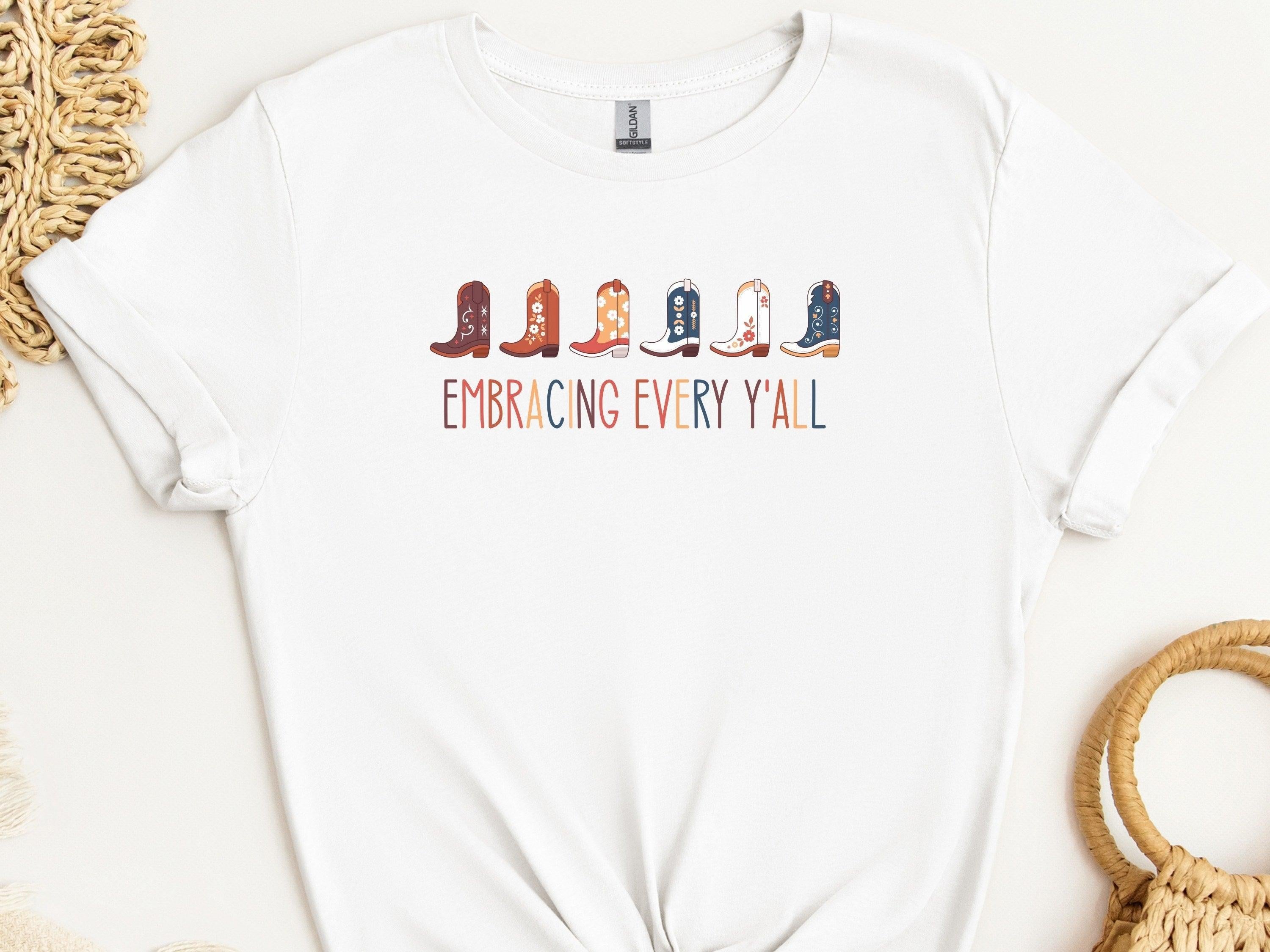 Embracing Every Y'all Tee-White-Neurodiversity, ADHD & Autism Awareness & Acceptance T-Shirt by Daily Bloom