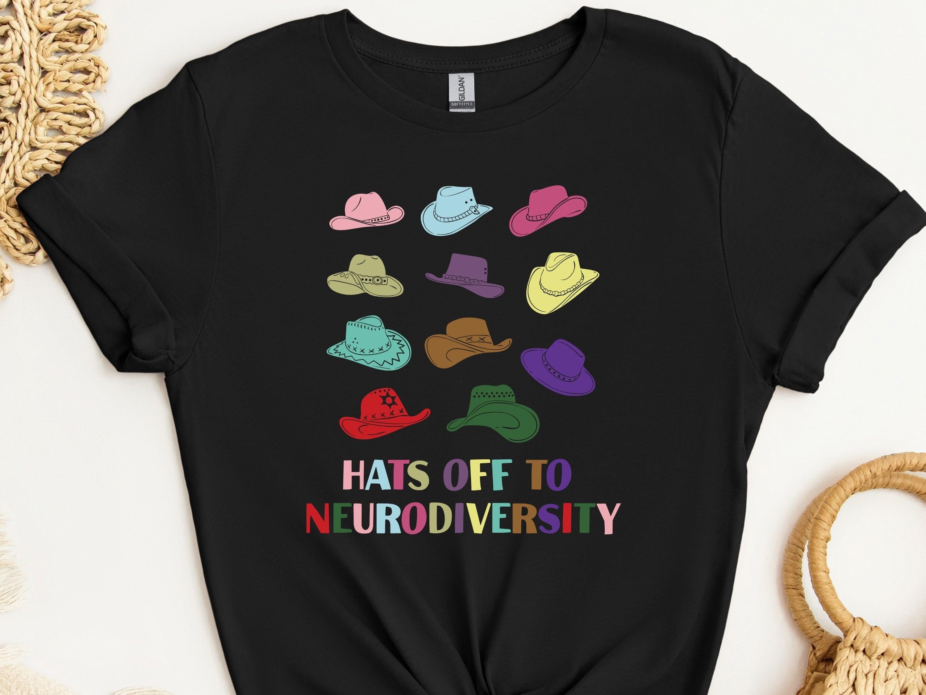 Hats Off to Neurodiversity Tee-Black-Neurodiversity, ADHD & Autism Awareness & Acceptance T-Shirt by Daily Bloom
