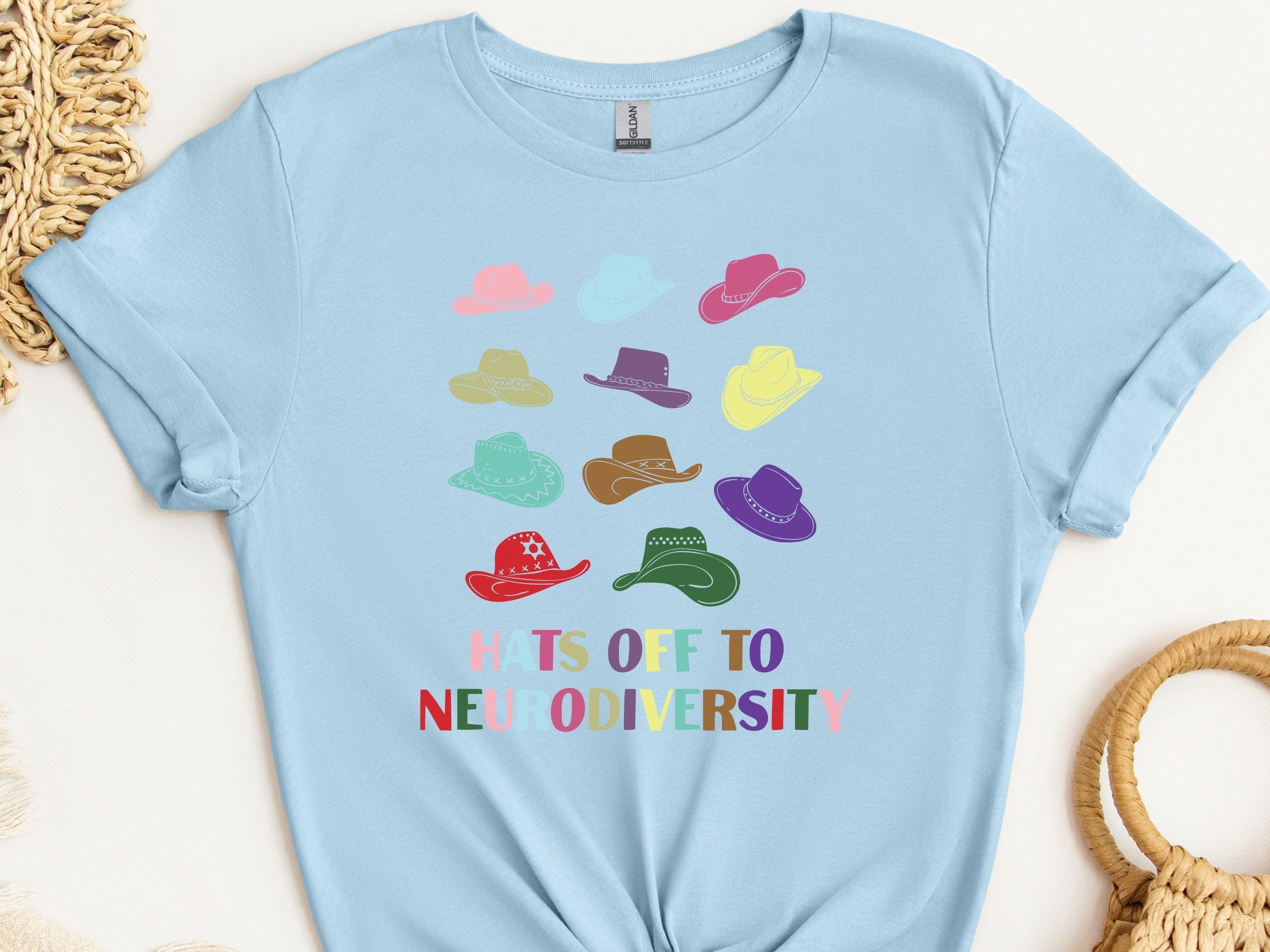 Hats Off to Neurodiversity Tee-Light Blue-Neurodiversity, ADHD & Autism Awareness & Acceptance T-Shirt by Daily Bloom