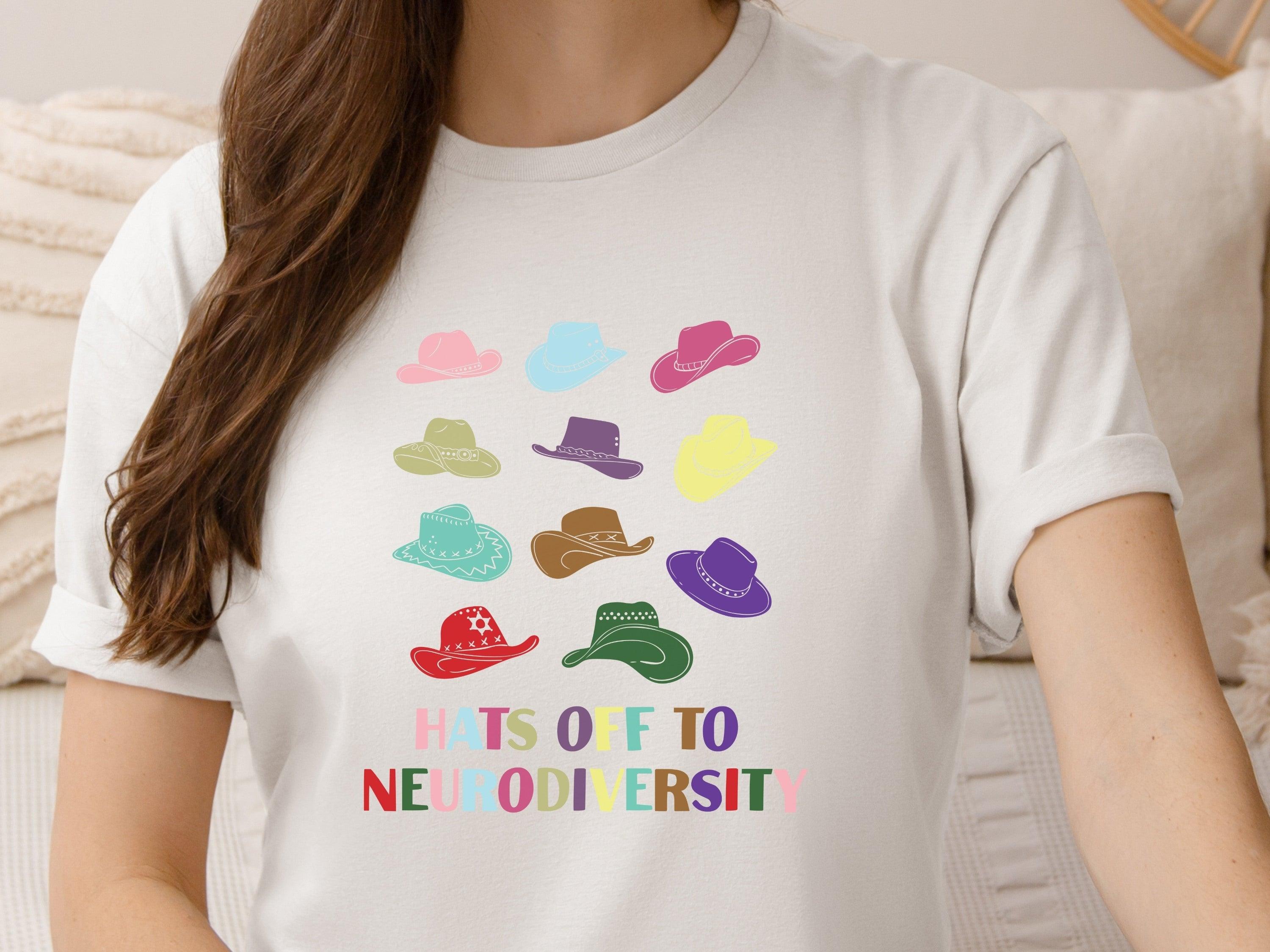 Hats Off to Neurodiversity Tee-White-Neurodiversity, ADHD & Autism Awareness & Acceptance T-Shirt by Daily Bloom