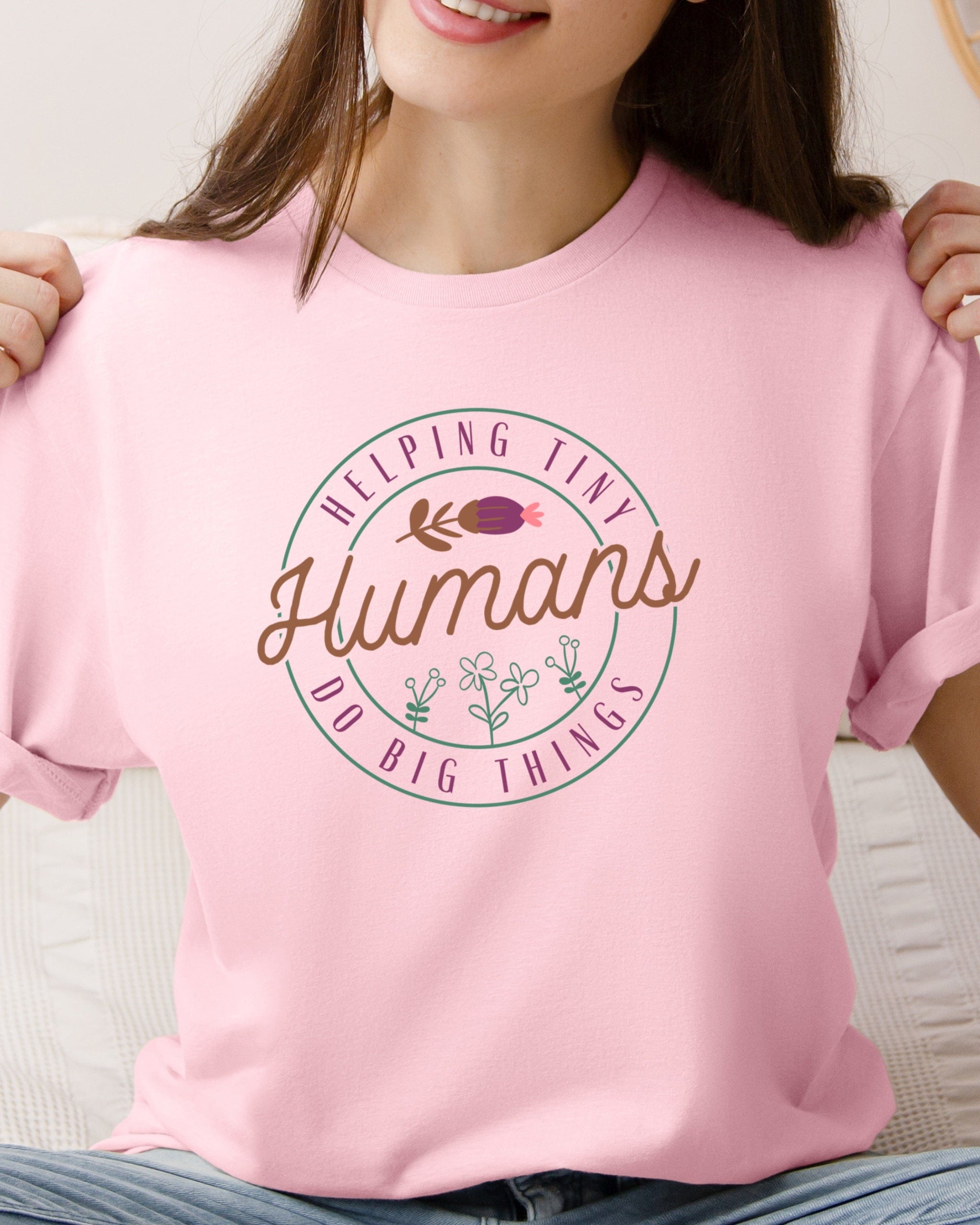 Helping Tiny Humans Do Big Things Tee-Neurodiversity, ADHD & Autism Awareness & Acceptance T-Shirt by Daily Bloom