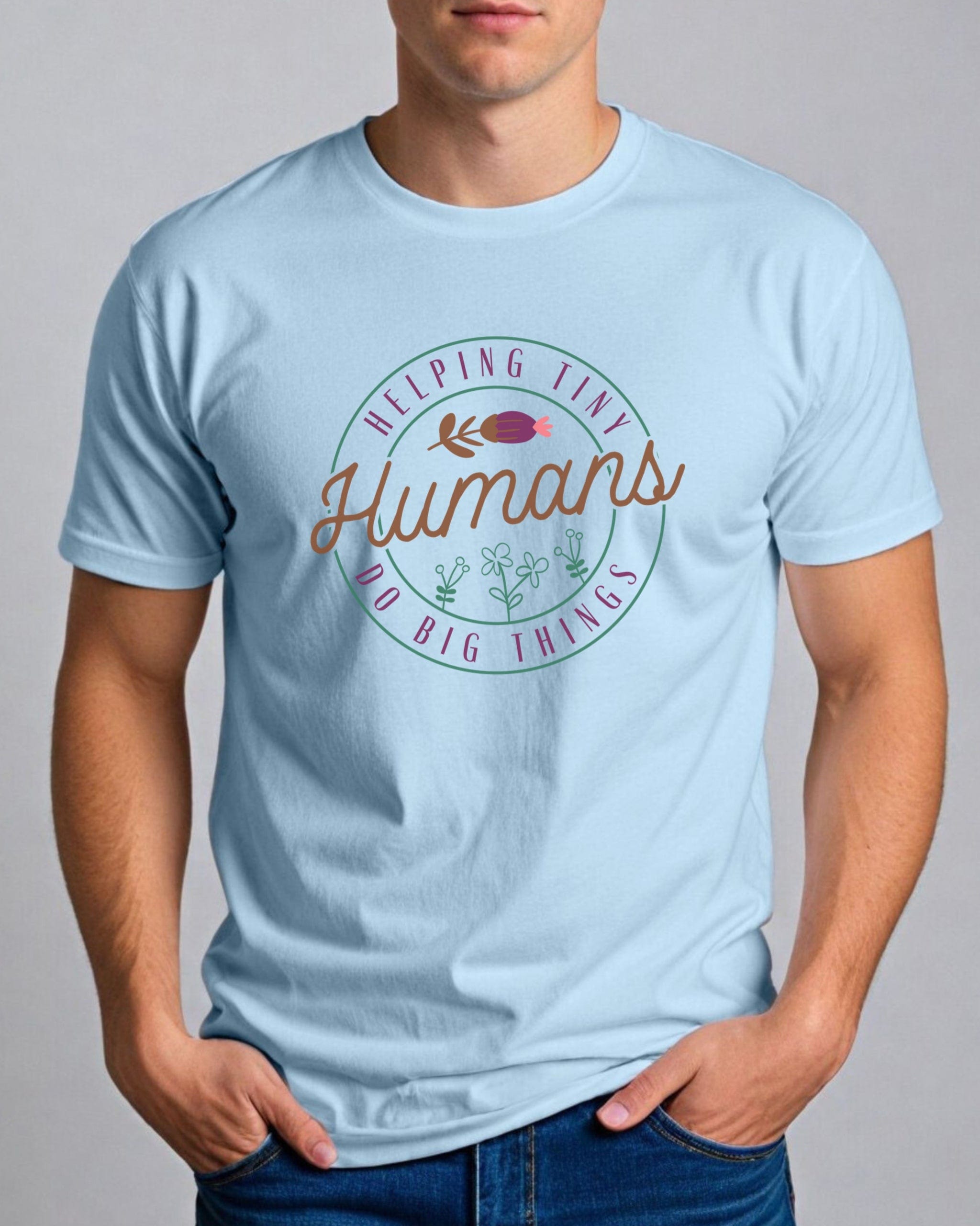 Helping Tiny Humans Do Big Things Tee-Neurodiversity, ADHD & Autism Awareness & Acceptance T-Shirt by Daily Bloom