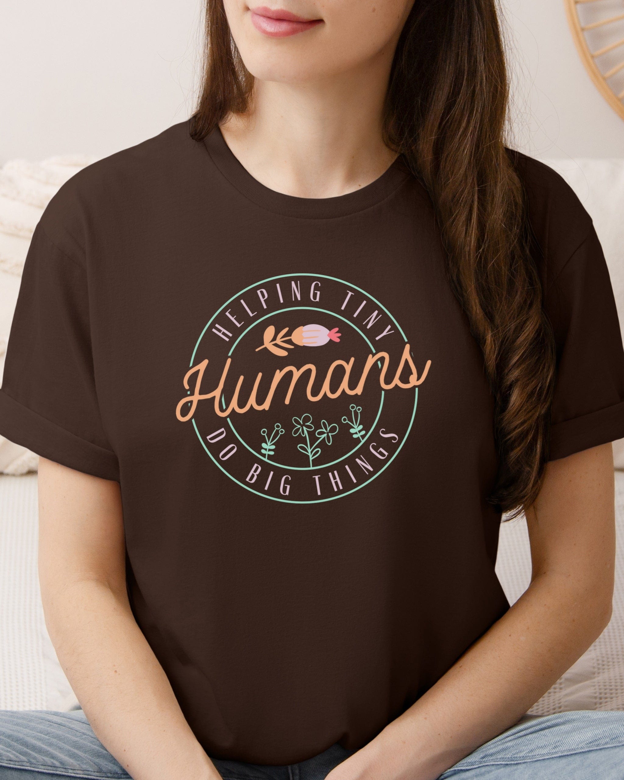 Helping Tiny Humans Do Big Things Tee-Neurodiversity, ADHD & Autism Awareness & Acceptance T-Shirt by Daily Bloom