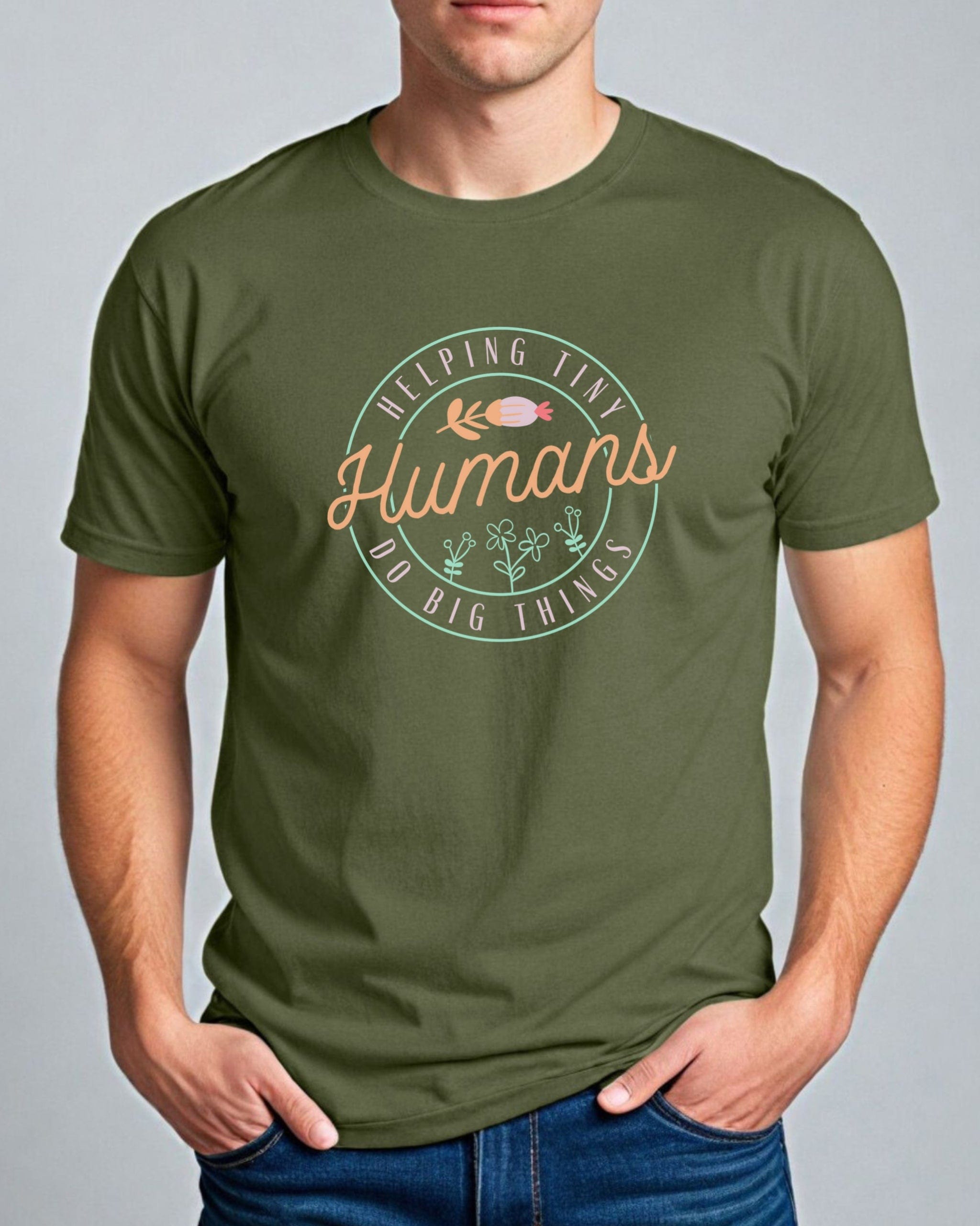 Helping Tiny Humans Do Big Things Tee-Neurodiversity, ADHD & Autism Awareness & Acceptance T-Shirt by Daily Bloom