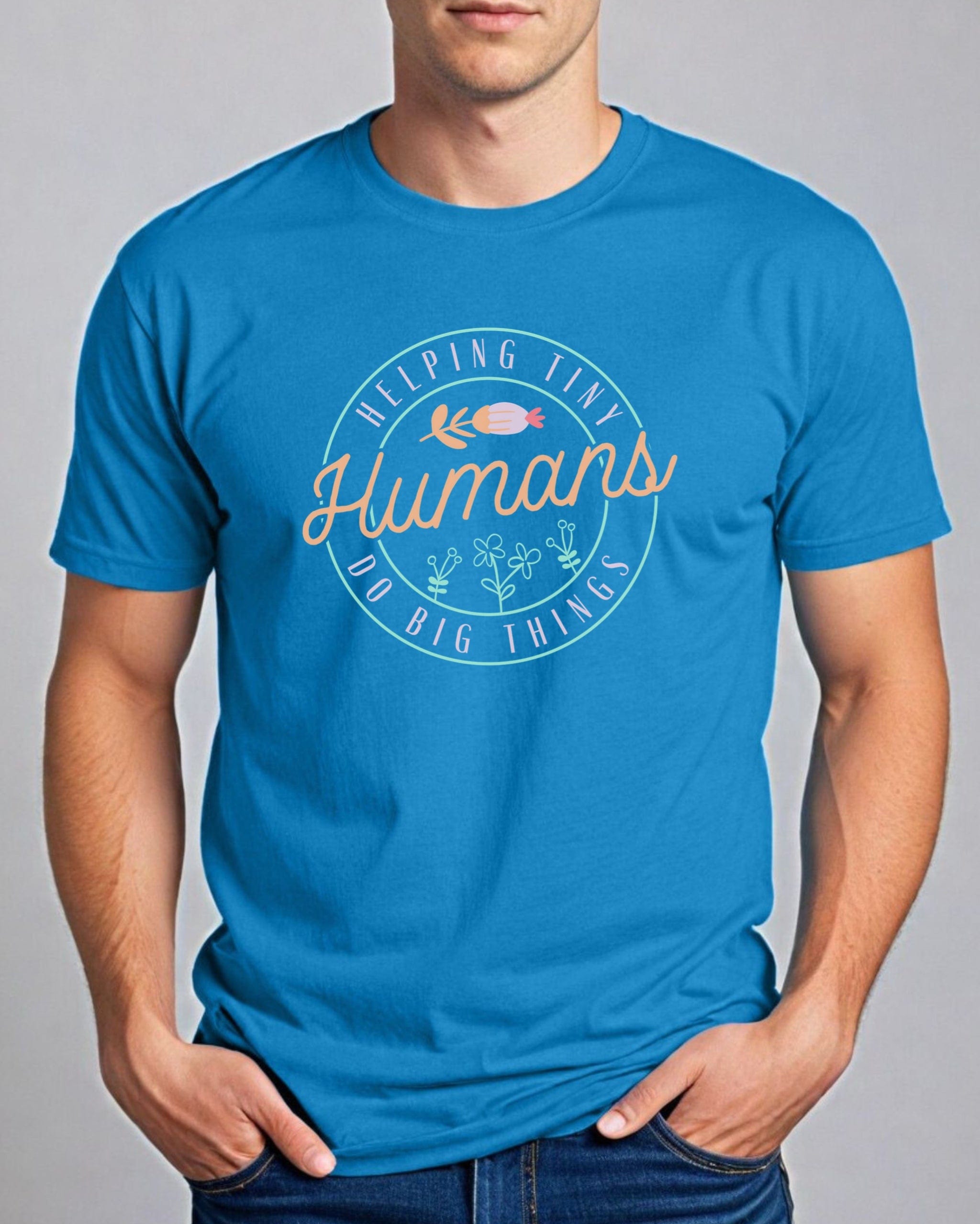 Helping Tiny Humans Do Big Things Tee-Neurodiversity, ADHD & Autism Awareness & Acceptance T-Shirt by Daily Bloom