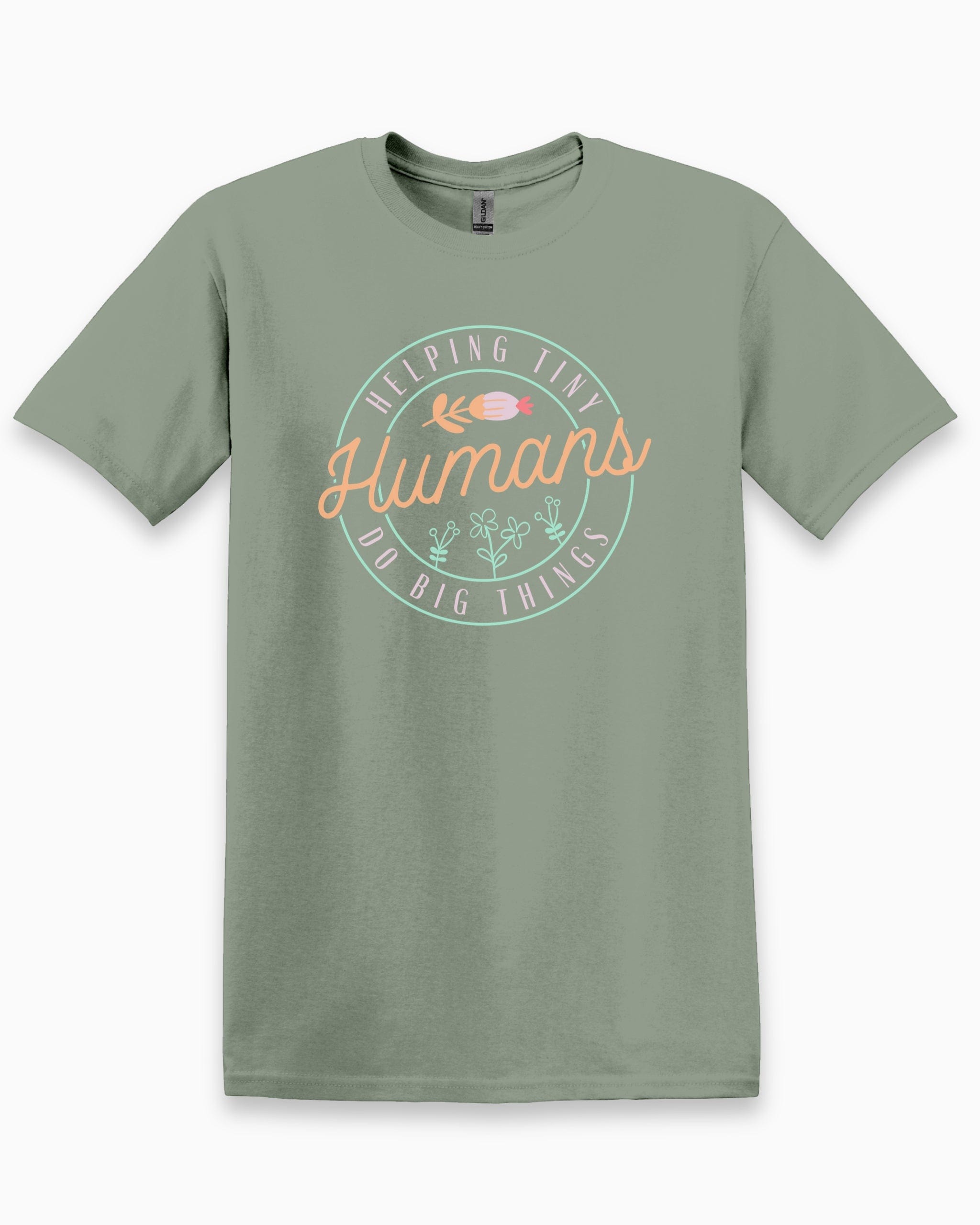 Helping Tiny Humans Do Big Things Tee-Sage-Neurodiversity, ADHD & Autism Awareness & Acceptance T-Shirt by Daily Bloom