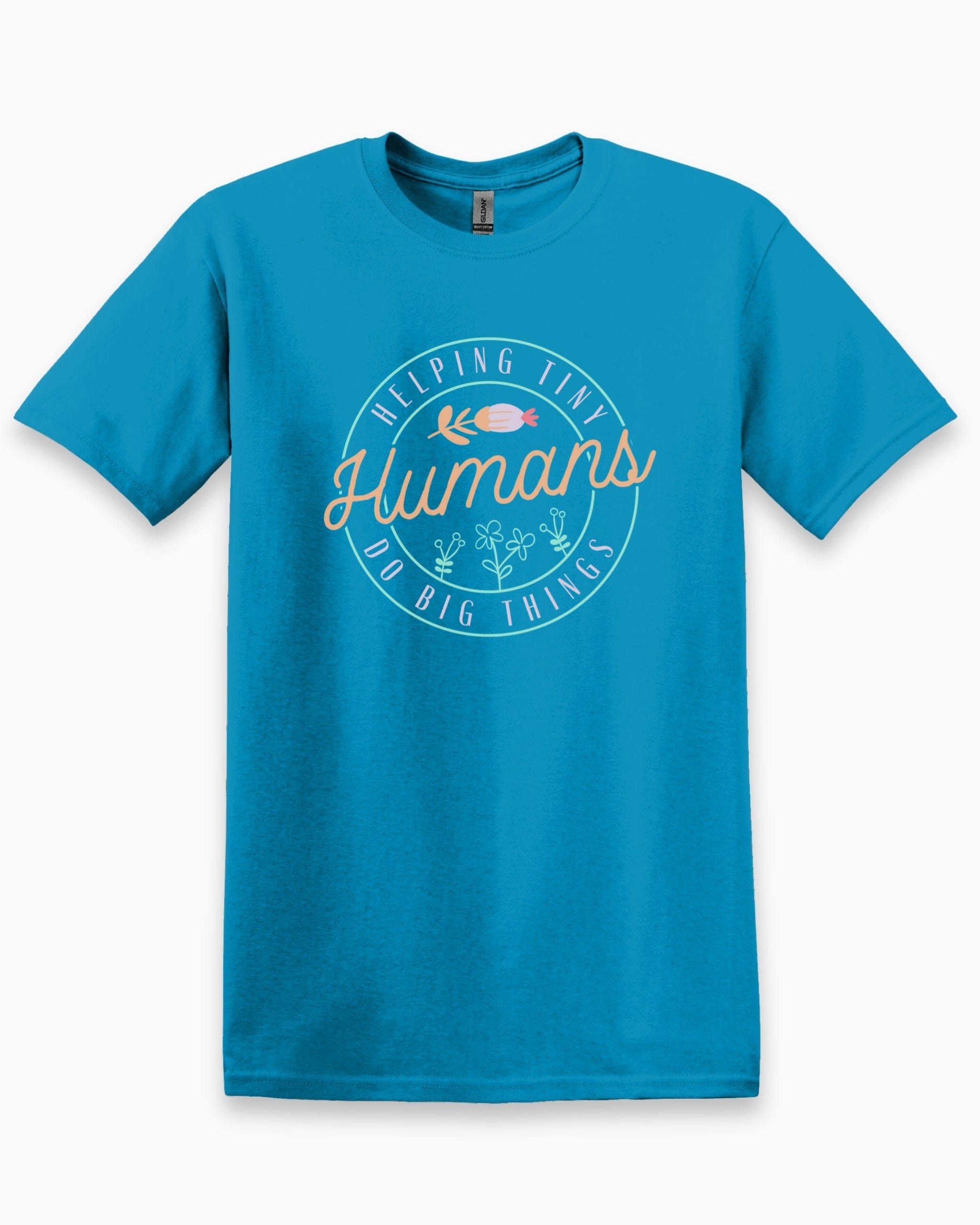 Helping Tiny Humans Do Big Things Tee-Sapphire-Neurodiversity, ADHD & Autism Awareness & Acceptance T-Shirt by Daily Bloom