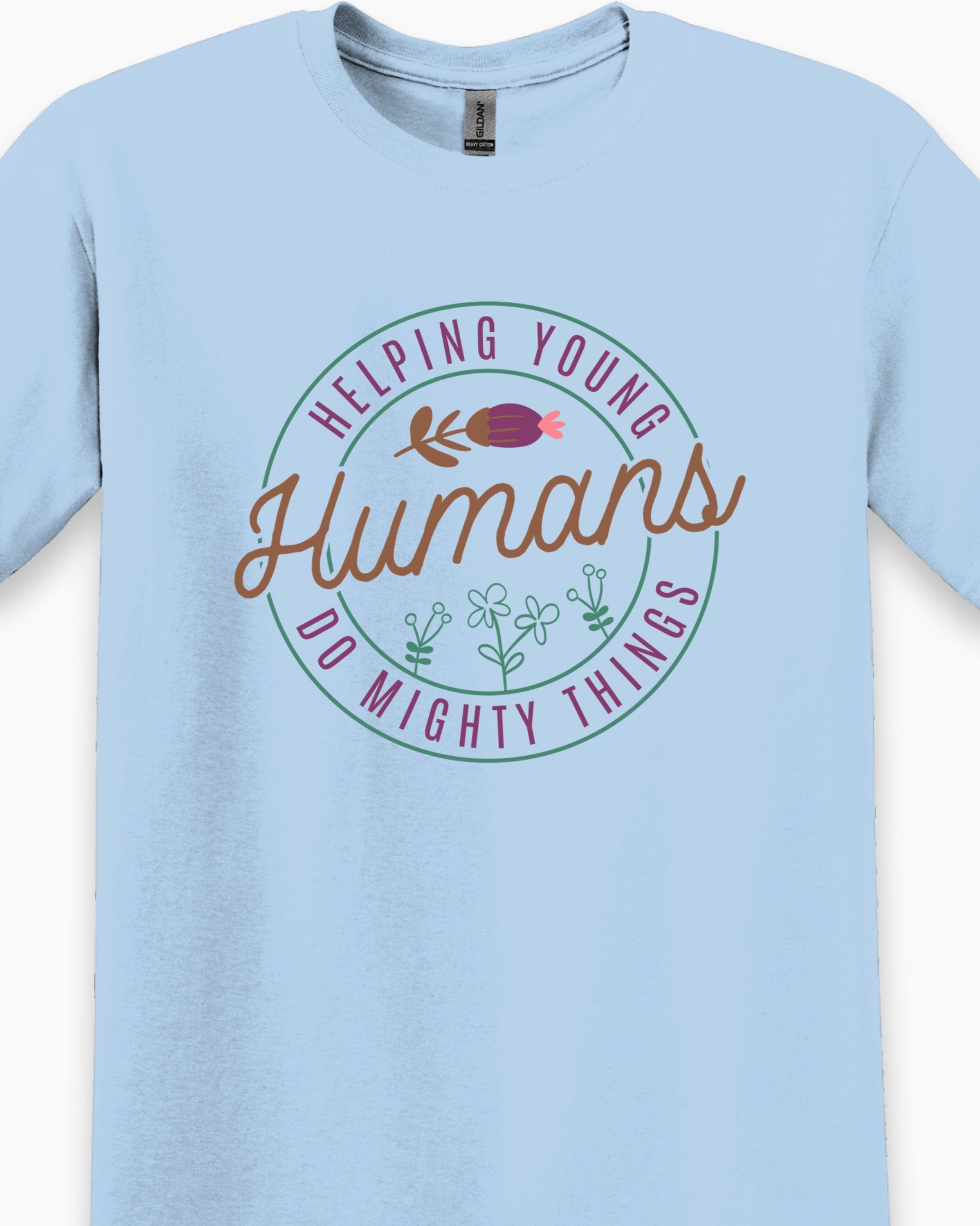 Helping Young Humans Do Mighty Things Tee-Neurodiversity, ADHD & Autism Awareness & Acceptance T-Shirt by Daily Bloom