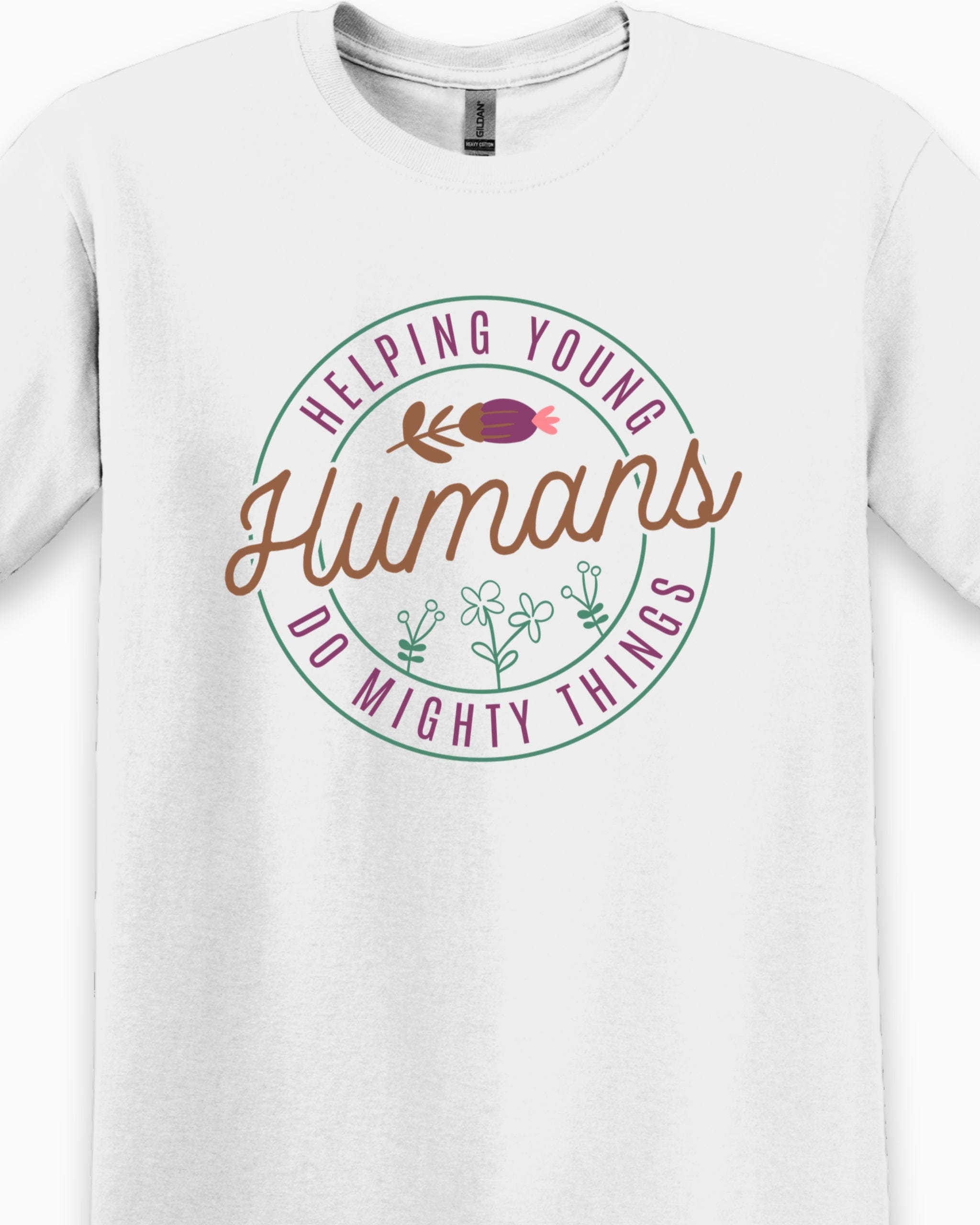 Helping Young Humans Do Mighty Things Tee-Neurodiversity, ADHD & Autism Awareness & Acceptance T-Shirt by Daily Bloom