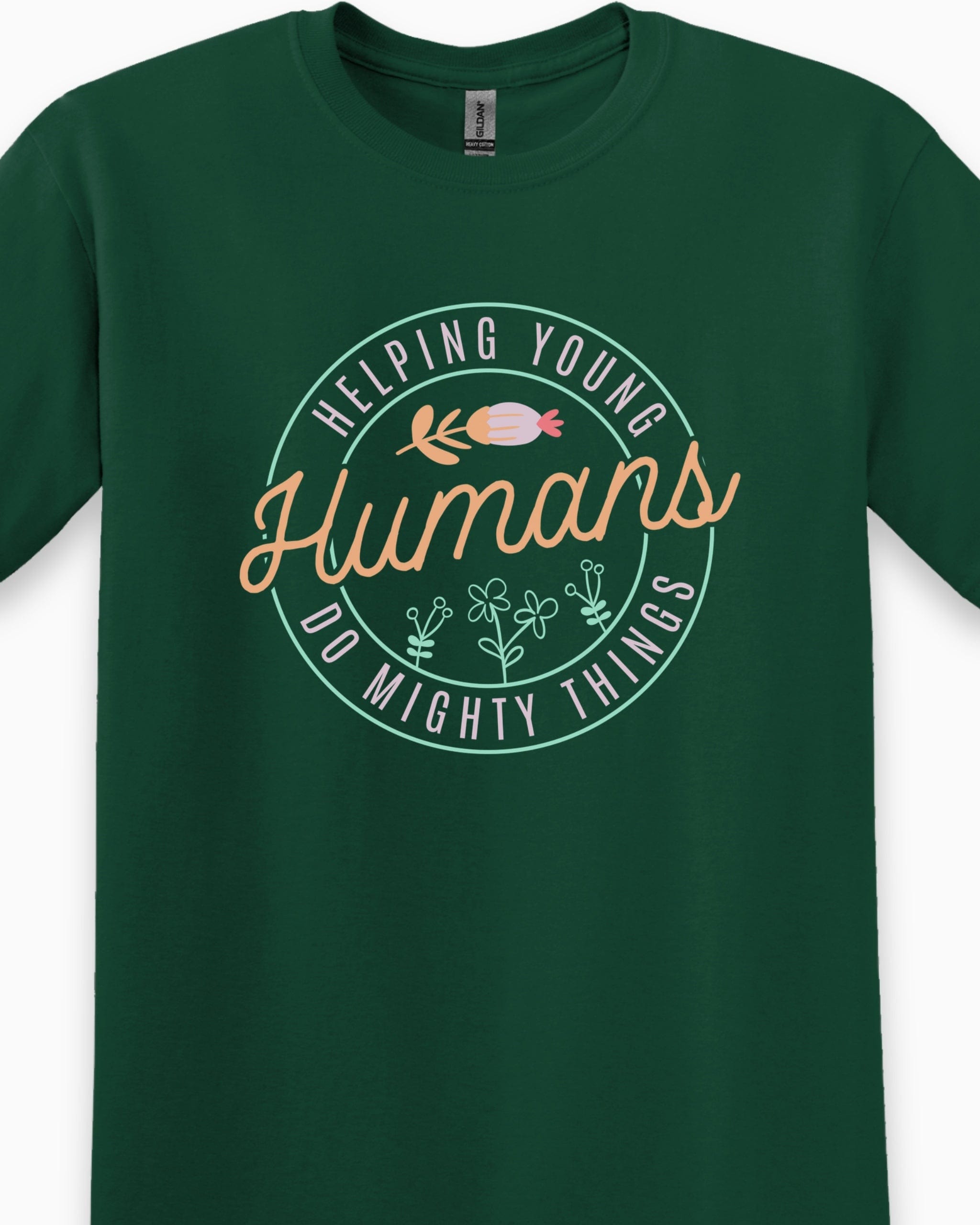 Helping Young Humans Do Mighty Things Tee-Neurodiversity, ADHD & Autism Awareness & Acceptance T-Shirt by Daily Bloom