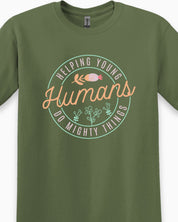 Helping Young Humans Do Mighty Things Tee-Neurodiversity, ADHD & Autism Awareness & Acceptance T-Shirt by Daily Bloom