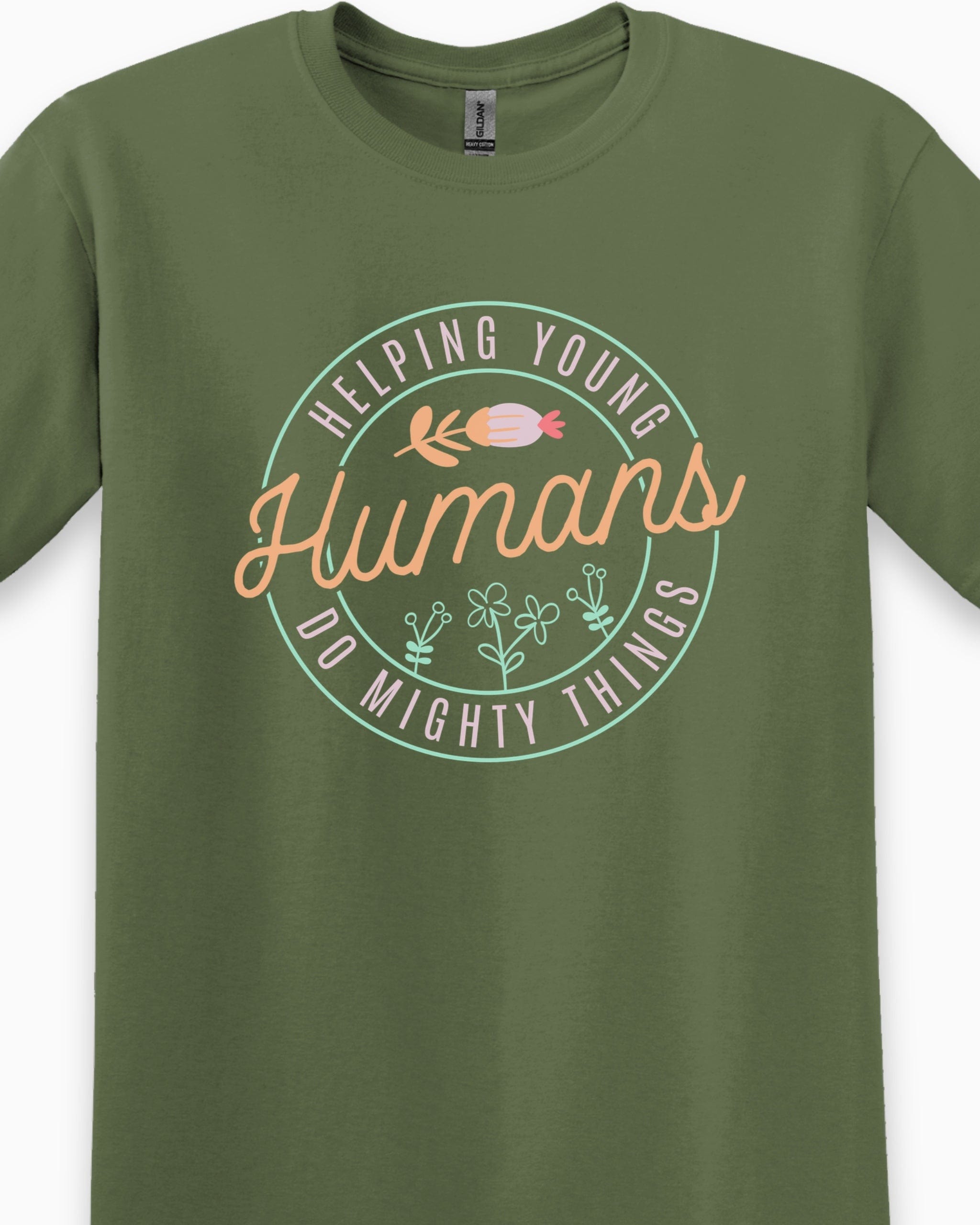 Helping Young Humans Do Mighty Things Tee-Neurodiversity, ADHD & Autism Awareness & Acceptance T-Shirt by Daily Bloom