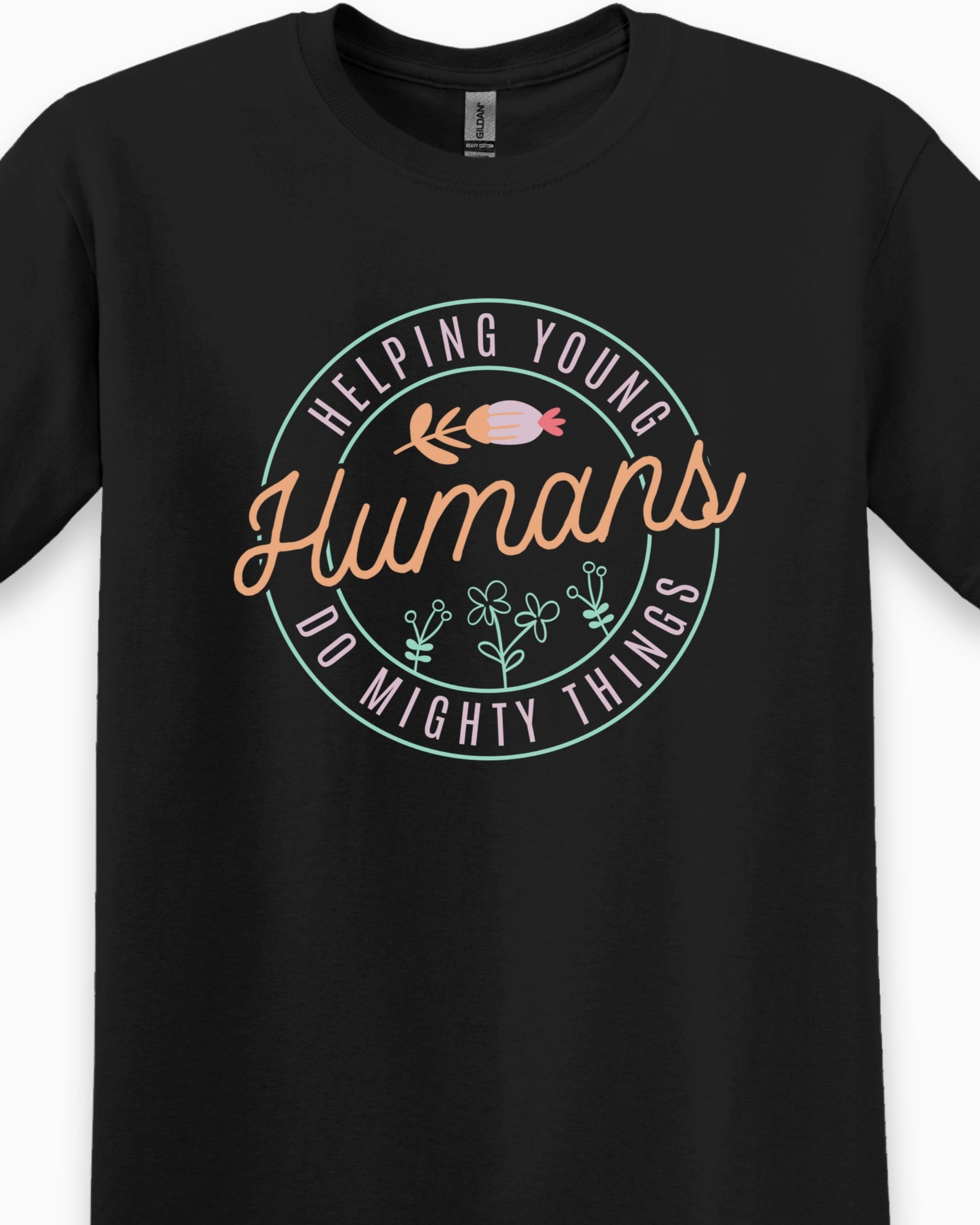 Helping Young Humans Do Mighty Things Tee-Neurodiversity, ADHD & Autism Awareness & Acceptance T-Shirt by Daily Bloom