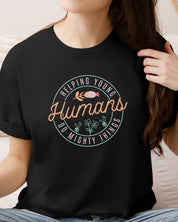 Helping Young Humans Do Mighty Things Tee-Neurodiversity, ADHD & Autism Awareness & Acceptance T-Shirt by Daily Bloom