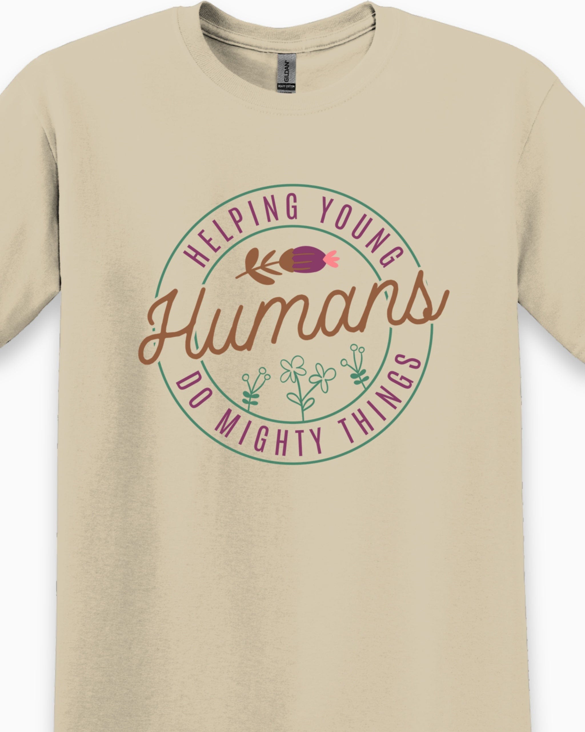 Helping Young Humans Do Mighty Things Tee-Neurodiversity, ADHD & Autism Awareness & Acceptance T-Shirt by Daily Bloom