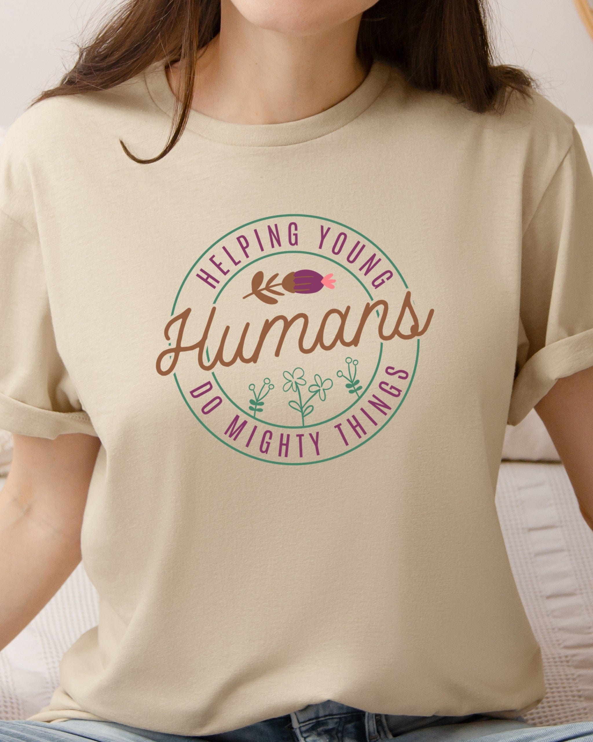 Helping Young Humans Do Mighty Things Tee-Neurodiversity, ADHD & Autism Awareness & Acceptance T-Shirt by Daily Bloom