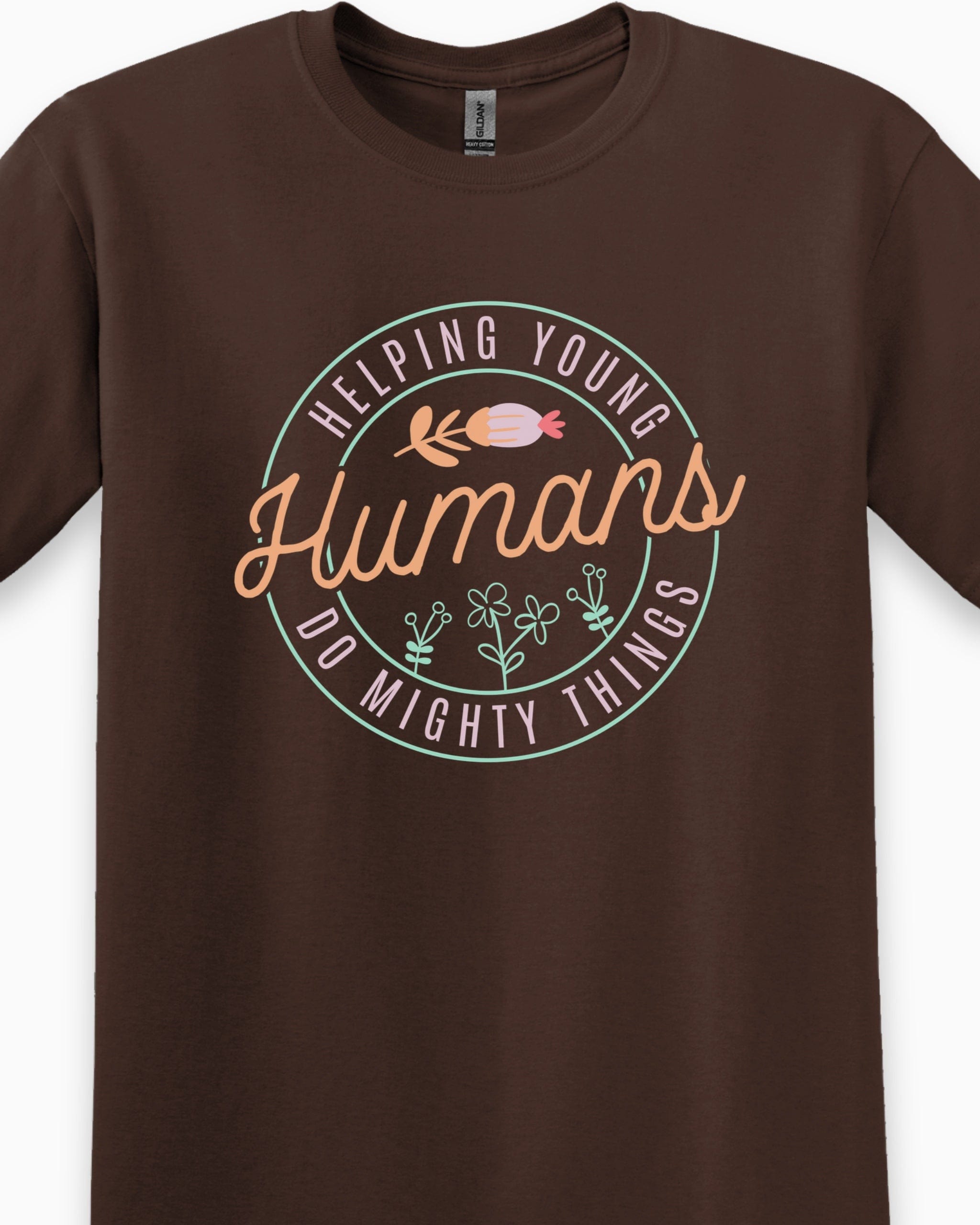 Helping Young Humans Do Mighty Things Tee-Neurodiversity, ADHD & Autism Awareness & Acceptance T-Shirt by Daily Bloom