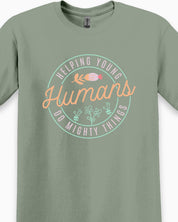 Helping Young Humans Do Mighty Things Tee-Neurodiversity, ADHD & Autism Awareness & Acceptance T-Shirt by Daily Bloom