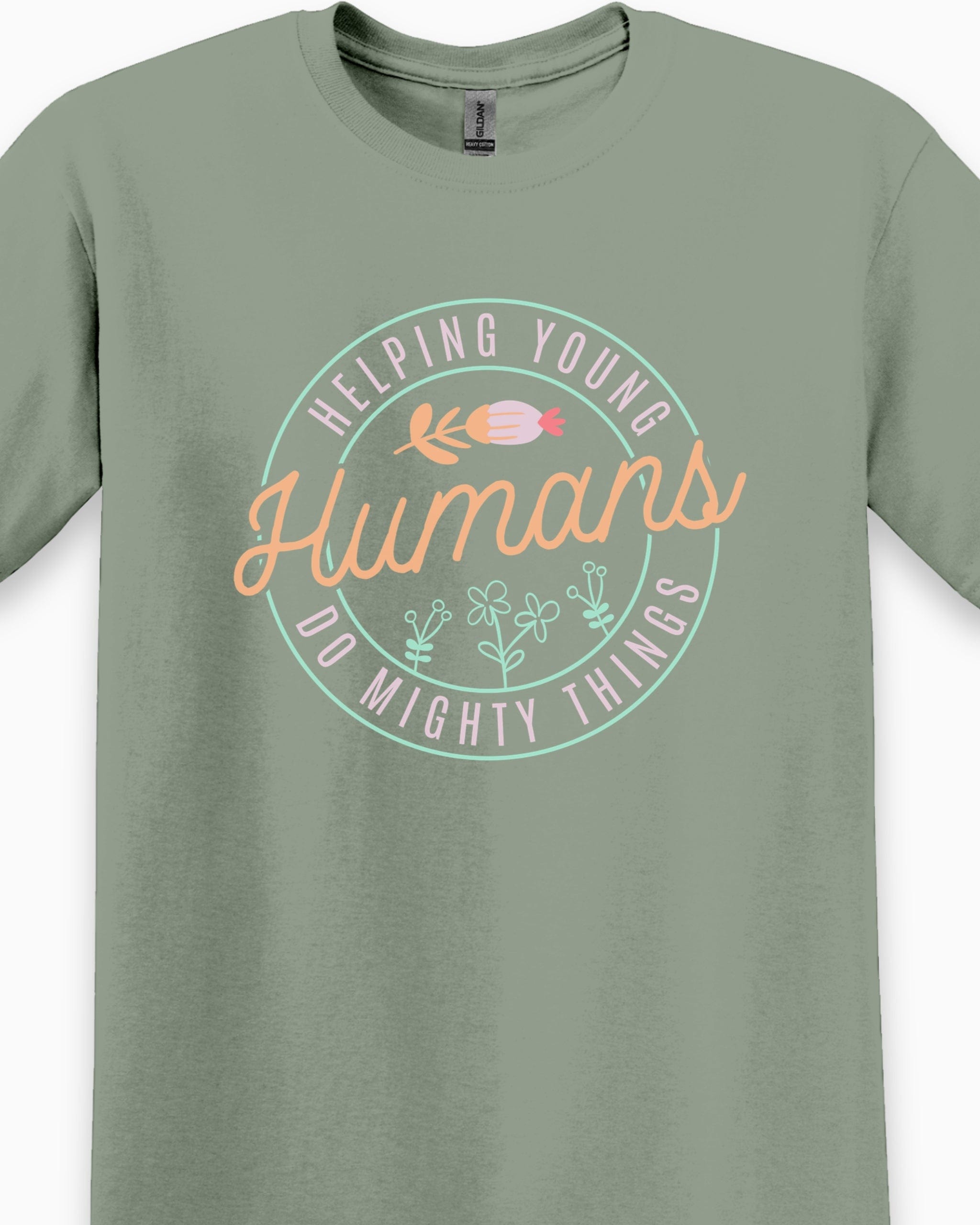 Helping Young Humans Do Mighty Things Tee-Neurodiversity, ADHD & Autism Awareness & Acceptance T-Shirt by Daily Bloom