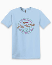 Helping Young Humans Do Mighty Things Tee-Light Blue-Neurodiversity, ADHD & Autism Awareness & Acceptance T-Shirt by Daily Bloom