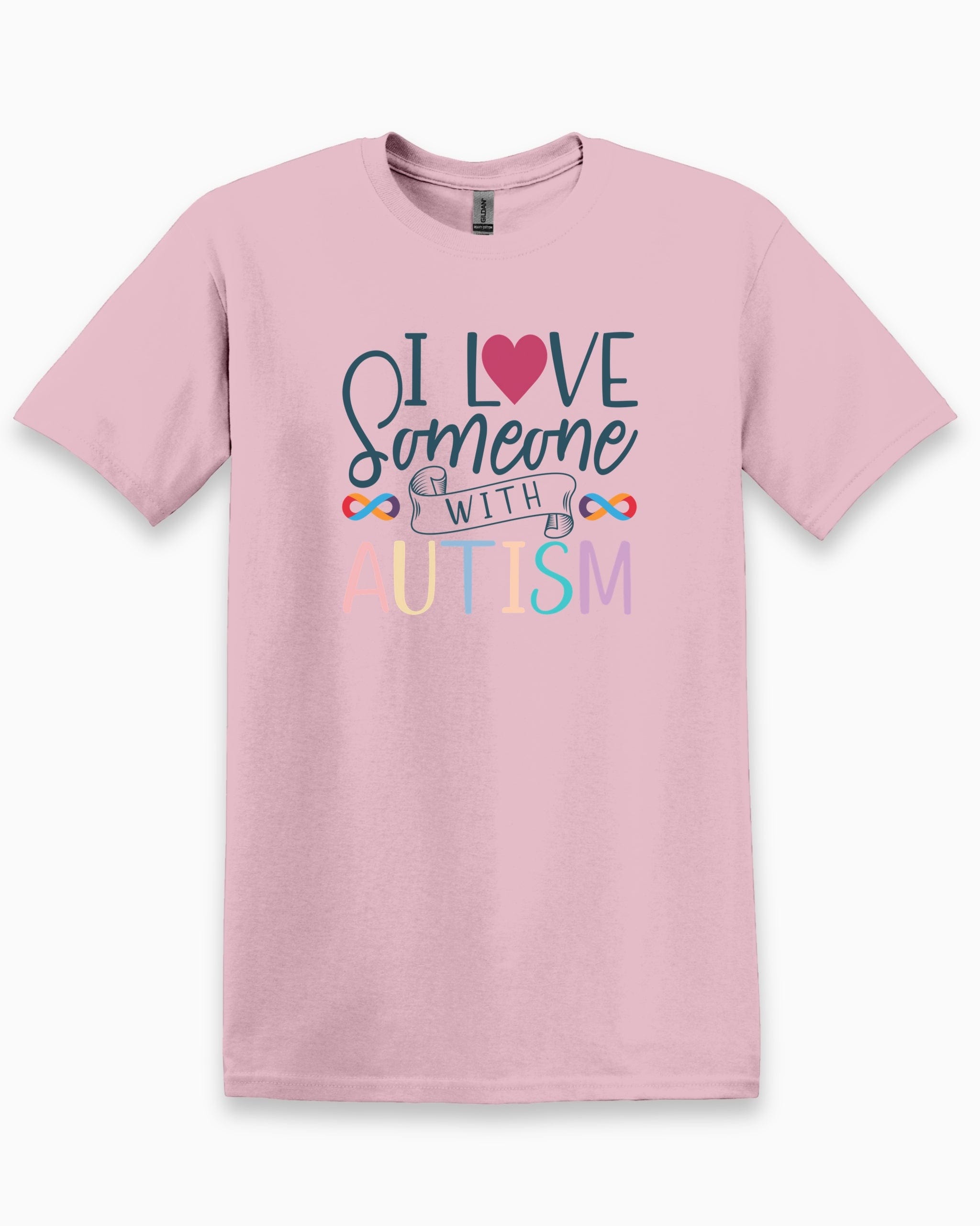 I Love Someone With Autism Tee-Light Pink-Neurodiversity, ADHD & Autism Awareness & Acceptance T-Shirt by Daily Bloom