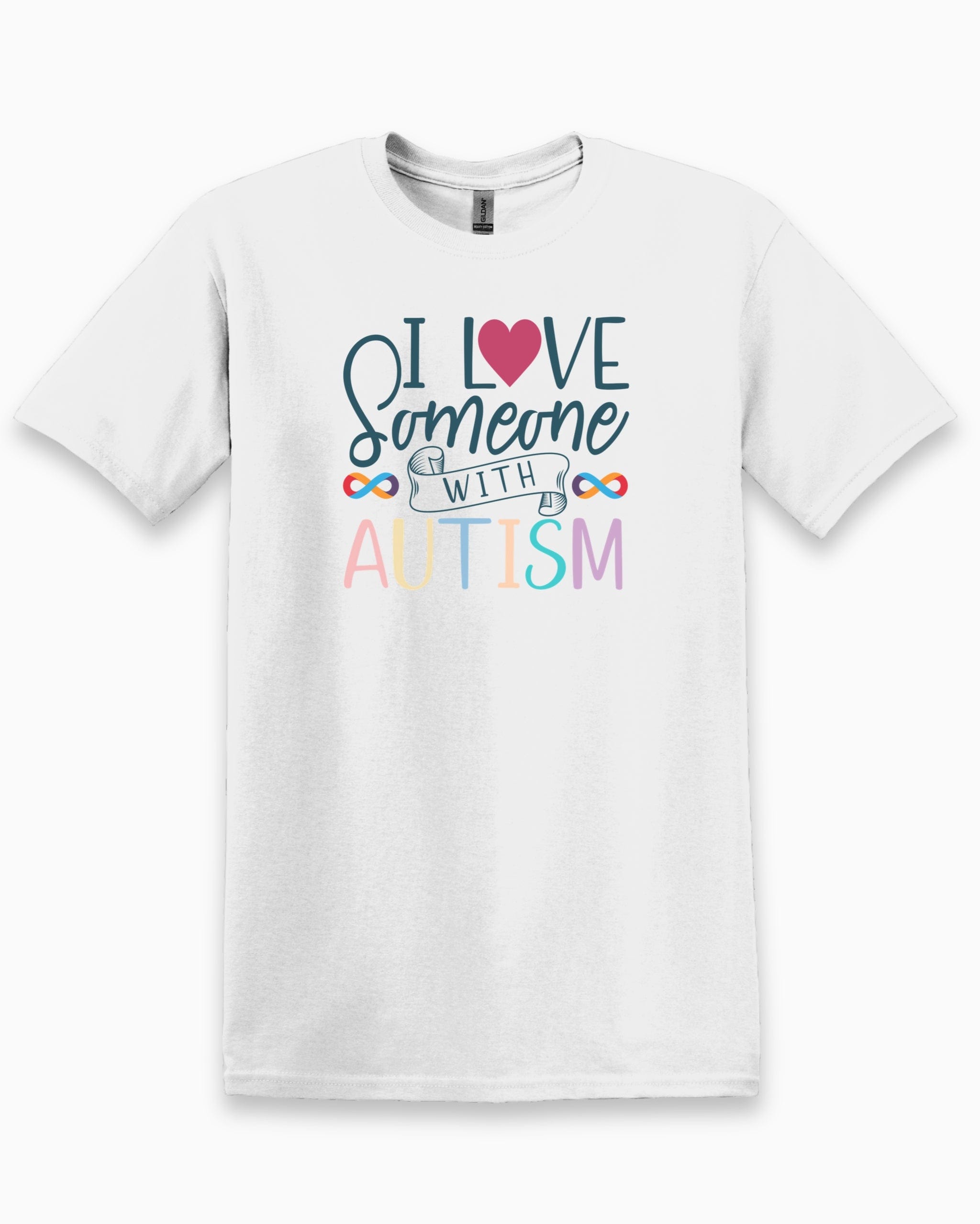 I Love Someone With Autism Tee-White-Neurodiversity, ADHD & Autism Awareness & Acceptance T-Shirt by Daily Bloom