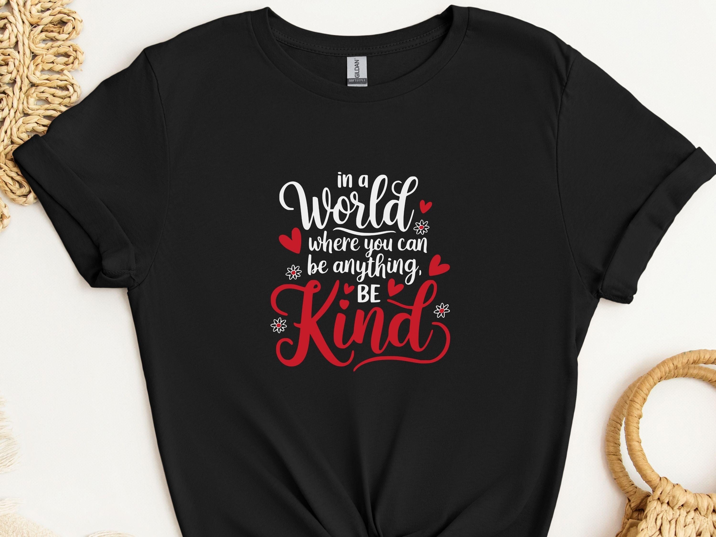 In A World Where You Can Be Anything Be Kind Tee-Black-Neurodiversity, ADHD & Autism Awareness & Acceptance T-Shirt by Daily Bloom