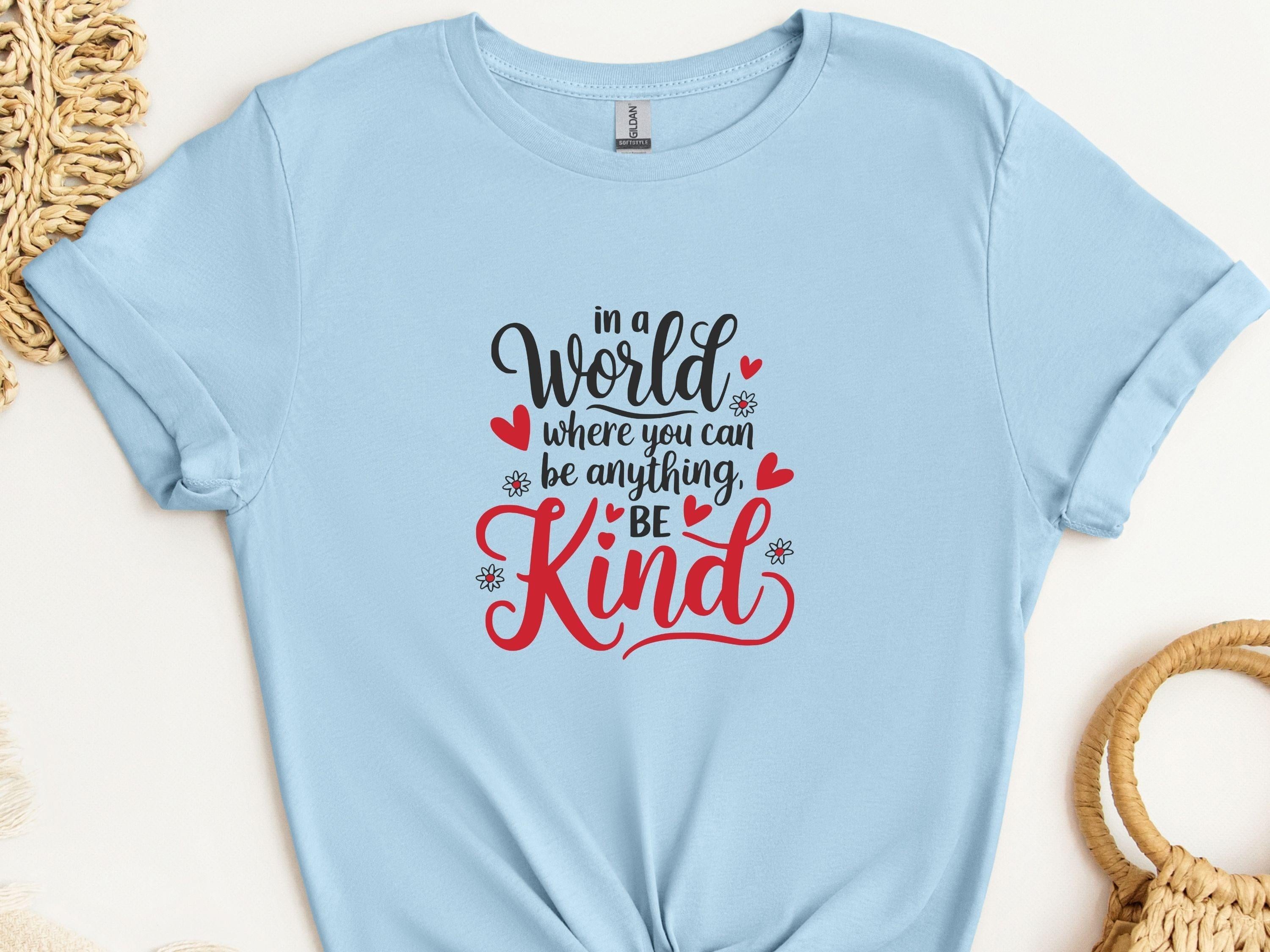 In A World Where You Can Be Anything Be Kind Tee-Light Blue-Neurodiversity, ADHD & Autism Awareness & Acceptance T-Shirt by Daily Bloom