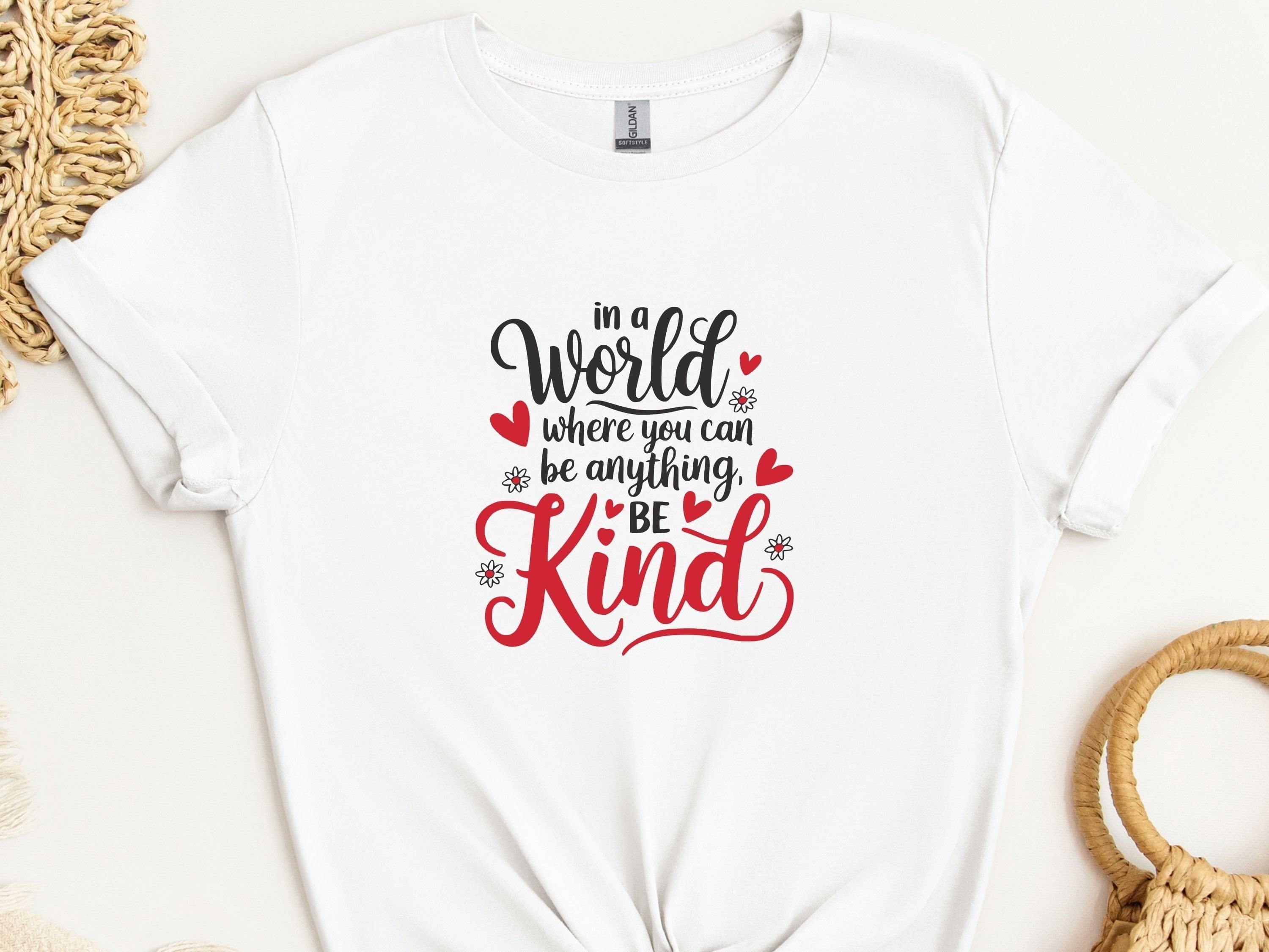 In A World Where You Can Be Anything Be Kind Tee-White-Neurodiversity, ADHD & Autism Awareness & Acceptance T-Shirt by Daily Bloom