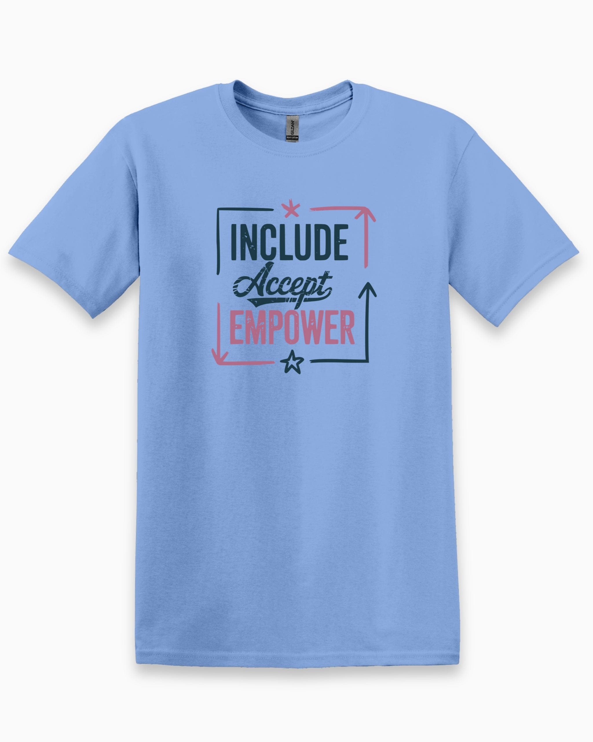 Include Accept Empower Tee-Carolina Blue-Neurodiversity, ADHD & Autism Awareness & Acceptance T-Shirt by Daily Bloom