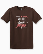Include Accept Empower Tee-Dark Chocolate-Neurodiversity, ADHD & Autism Awareness & Acceptance T-Shirt by Daily Bloom