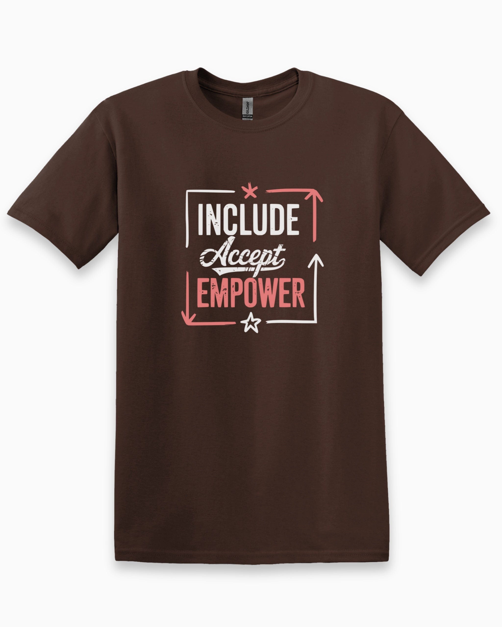Include Accept Empower Tee-Dark Chocolate-Neurodiversity, ADHD & Autism Awareness & Acceptance T-Shirt by Daily Bloom