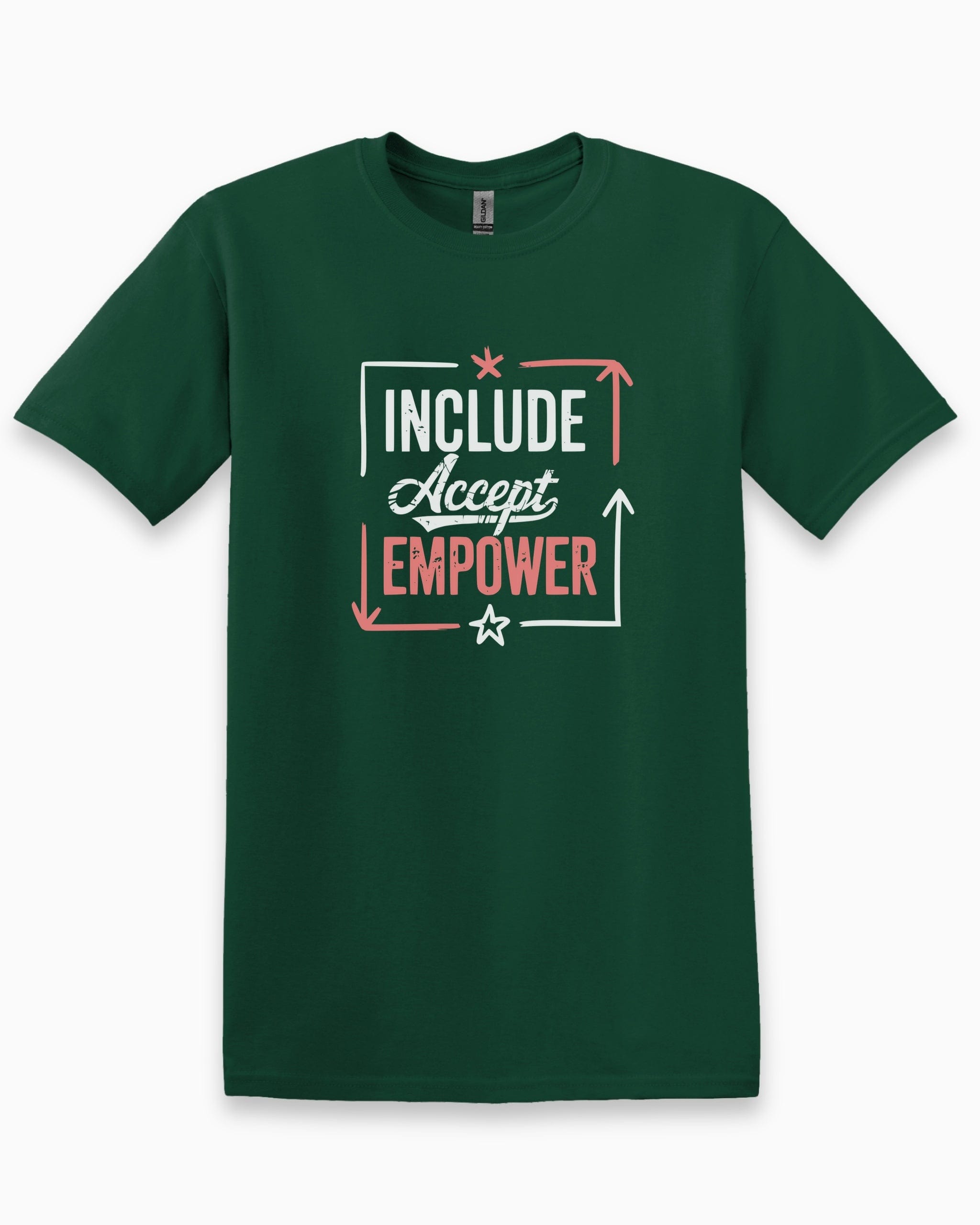 Include Accept Empower Tee-Forest Green-Neurodiversity, ADHD & Autism Awareness & Acceptance T-Shirt by Daily Bloom