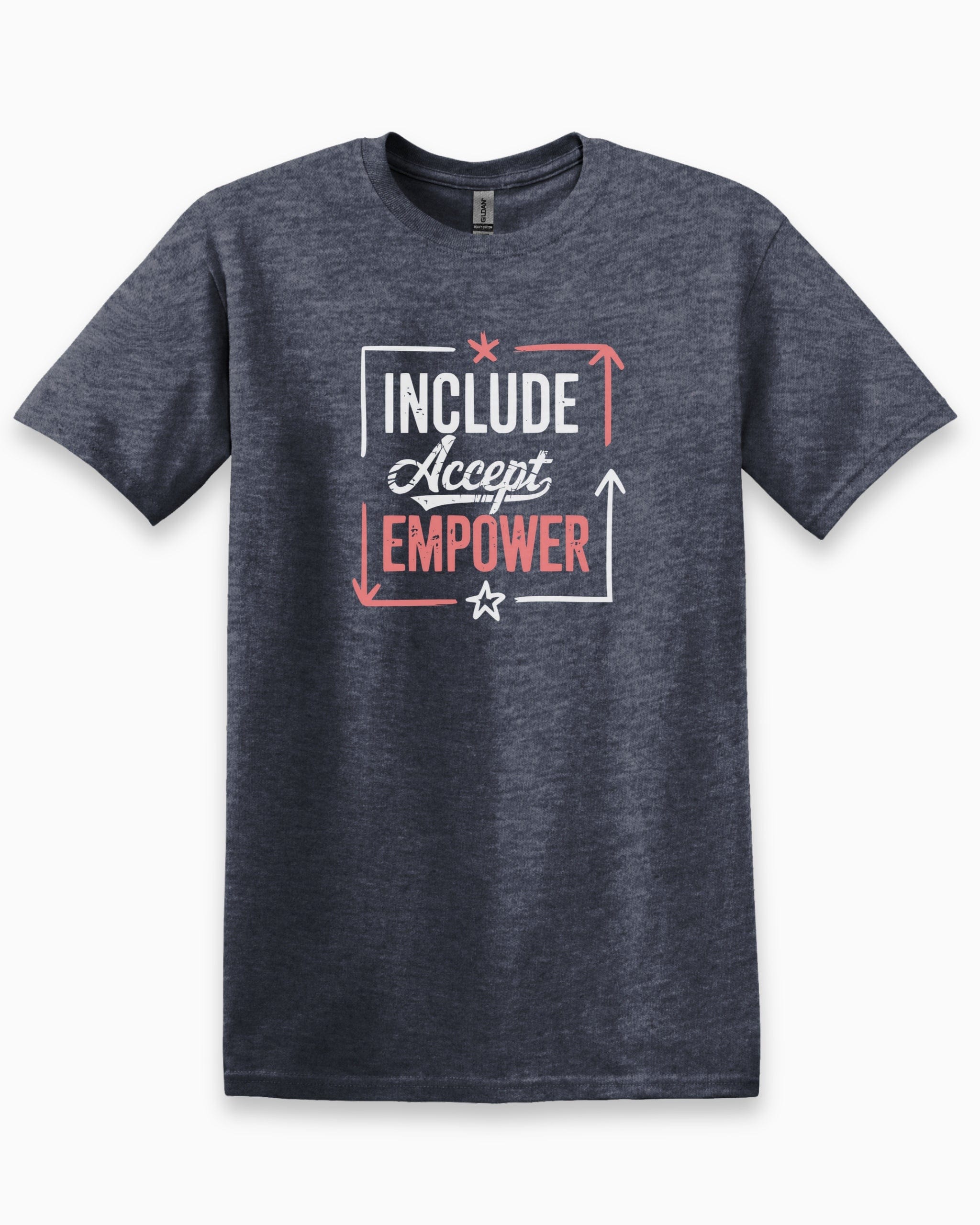 Include Accept Empower Tee-Heather Navy-Neurodiversity, ADHD & Autism Awareness & Acceptance T-Shirt by Daily Bloom