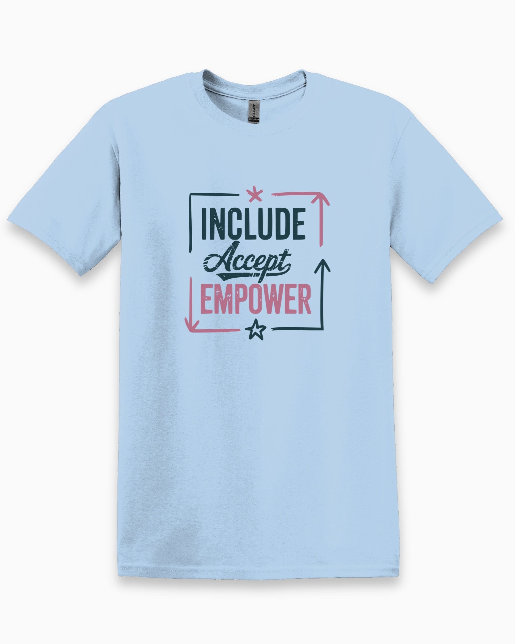 Include Accept Empower Tee-Light Blue-Neurodiversity, ADHD & Autism Awareness & Acceptance T-Shirt by Daily Bloom