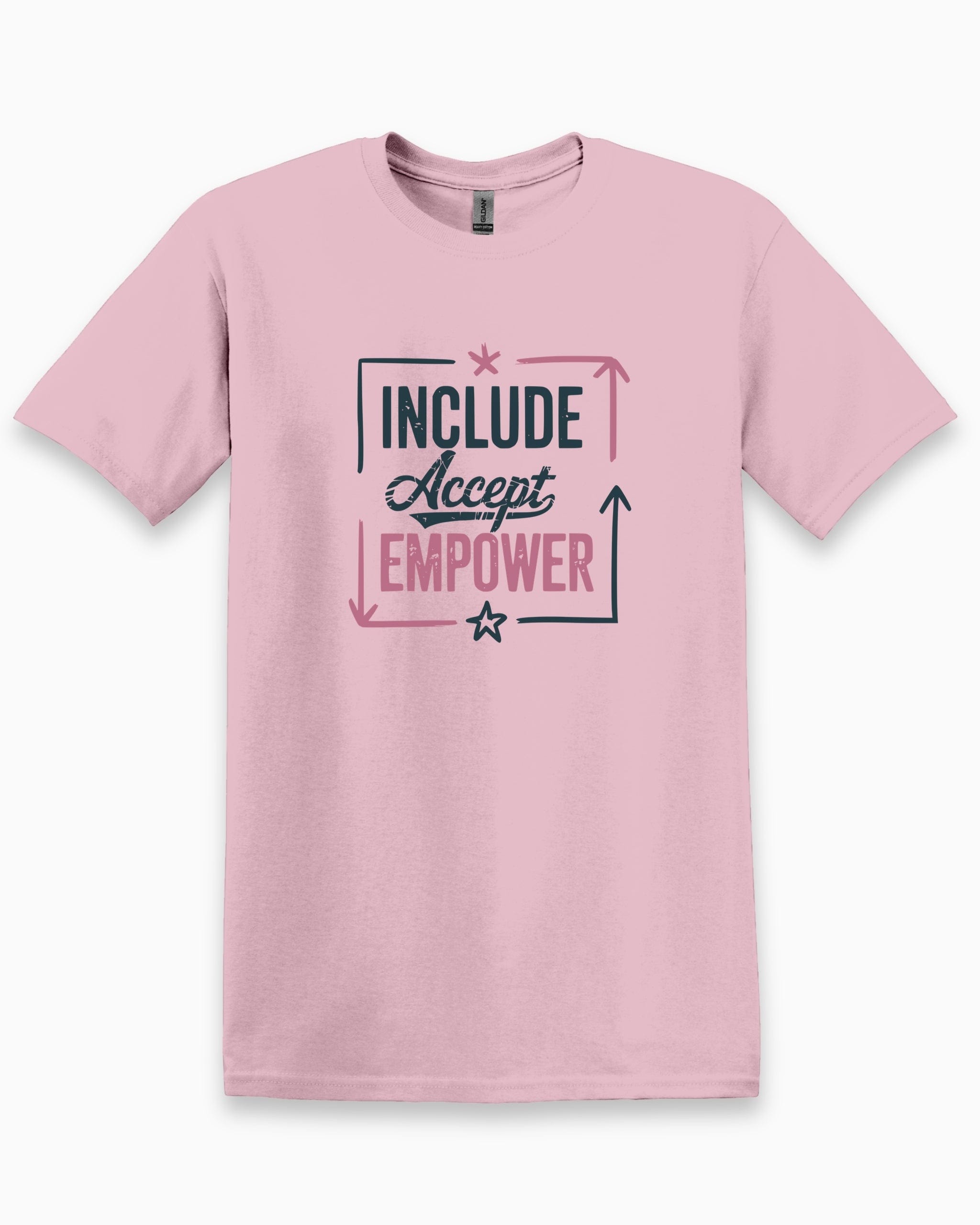 Include Accept Empower Tee-Light Pink-Neurodiversity, ADHD & Autism Awareness & Acceptance T-Shirt by Daily Bloom
