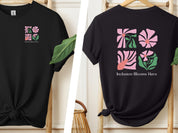 Inclusion Blooms Here Tee-Black-Neurodiversity, ADHD & Autism Awareness & Acceptance T-Shirt by Daily Bloom
