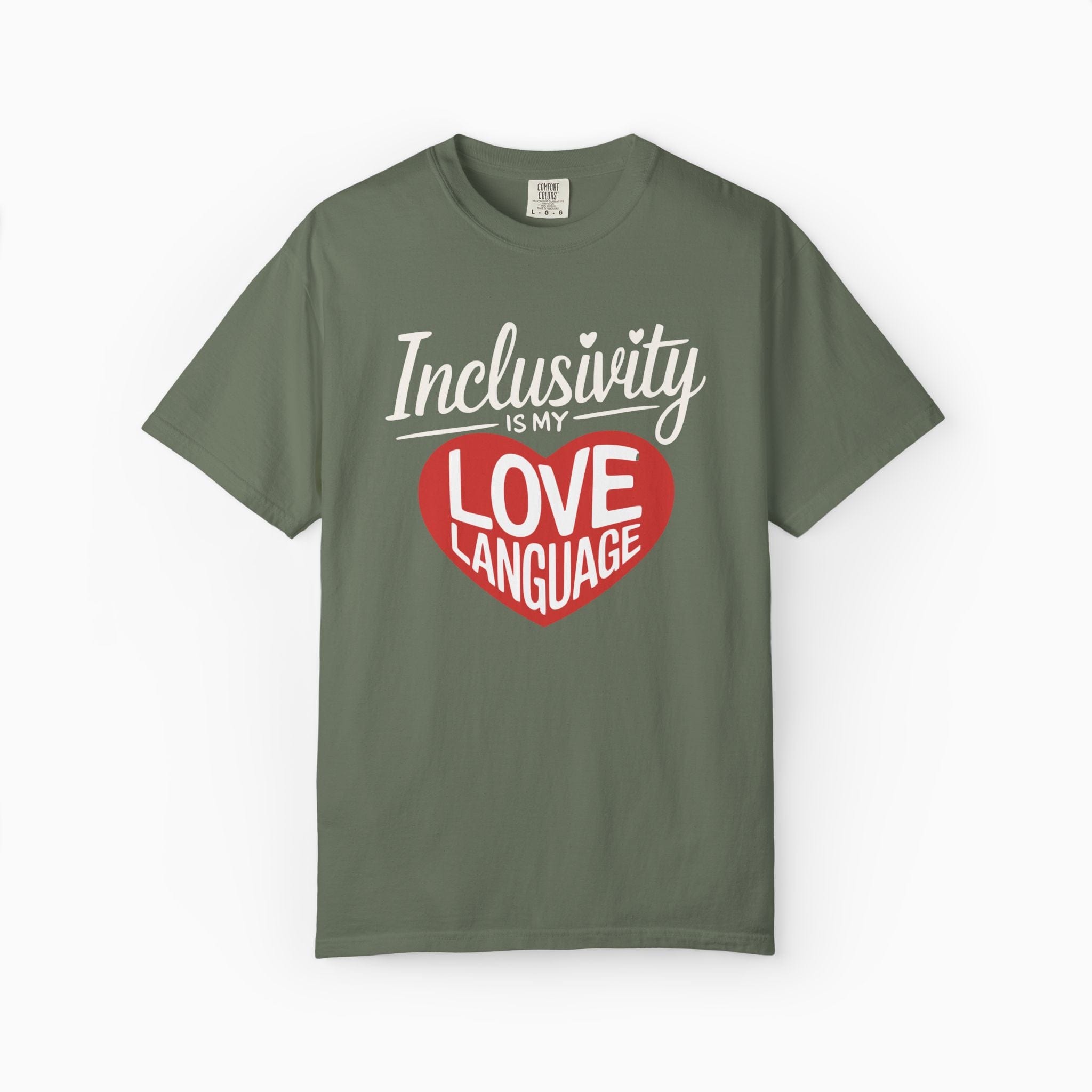 Autism T-Shirt By Daily Bloom Inclusivity is my Love Language Comfort Colors Tee Moss / S