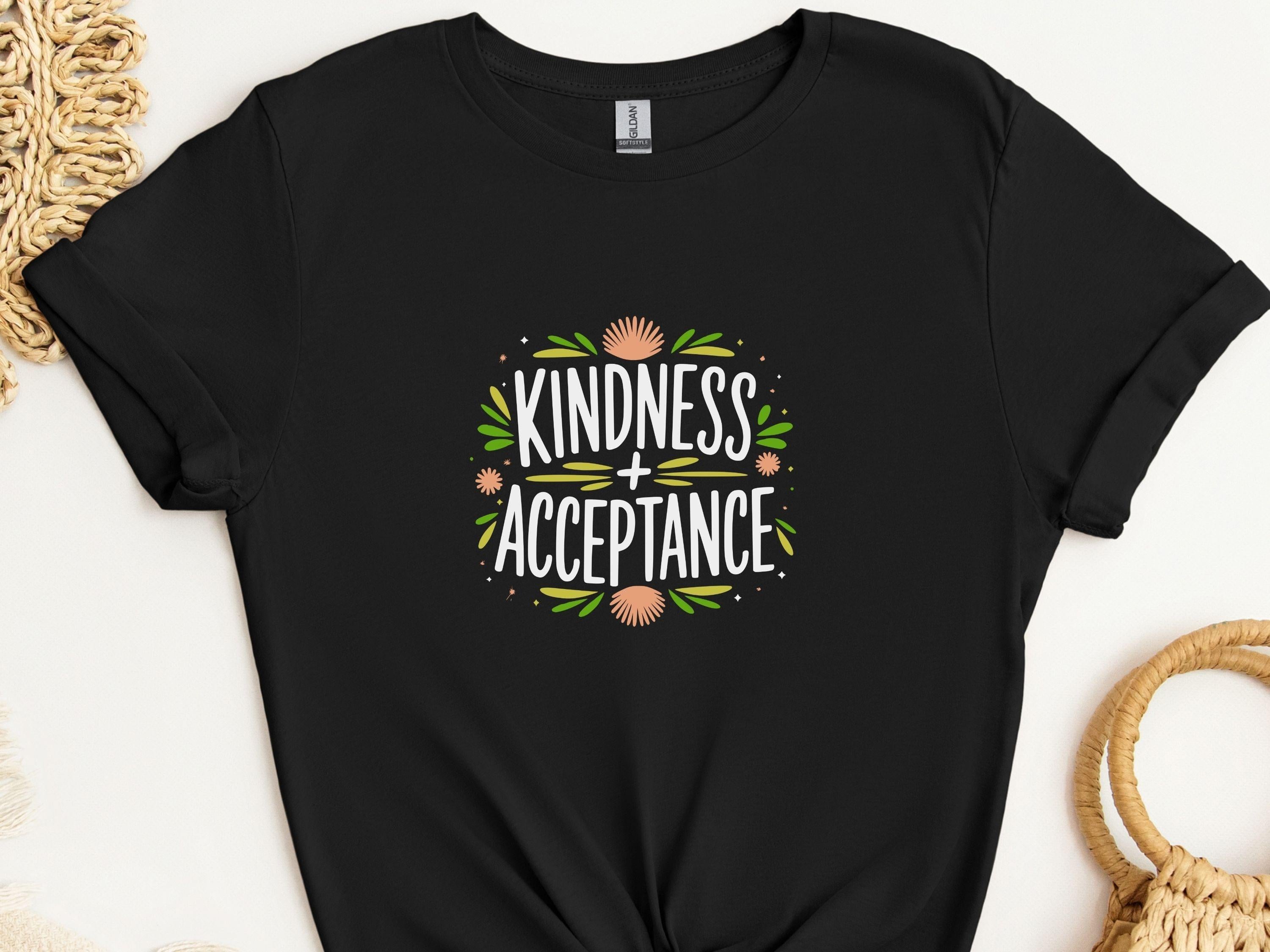 Kindness + Acceptance Tee-Black-Neurodiversity, ADHD & Autism Awareness & Acceptance T-Shirt by Daily Bloom