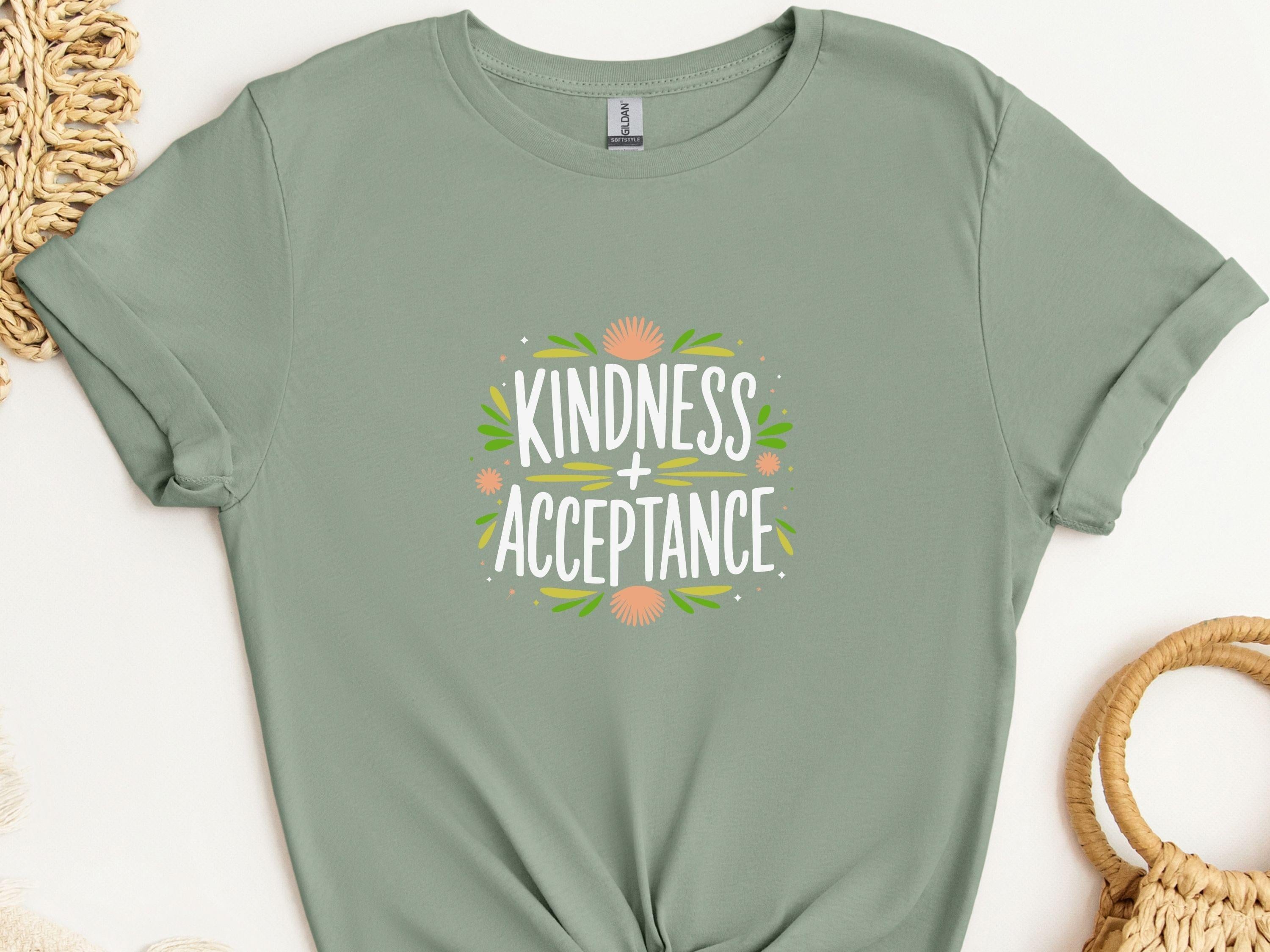Kindness + Acceptance Tee-Sage-Neurodiversity, ADHD & Autism Awareness & Acceptance T-Shirt by Daily Bloom
