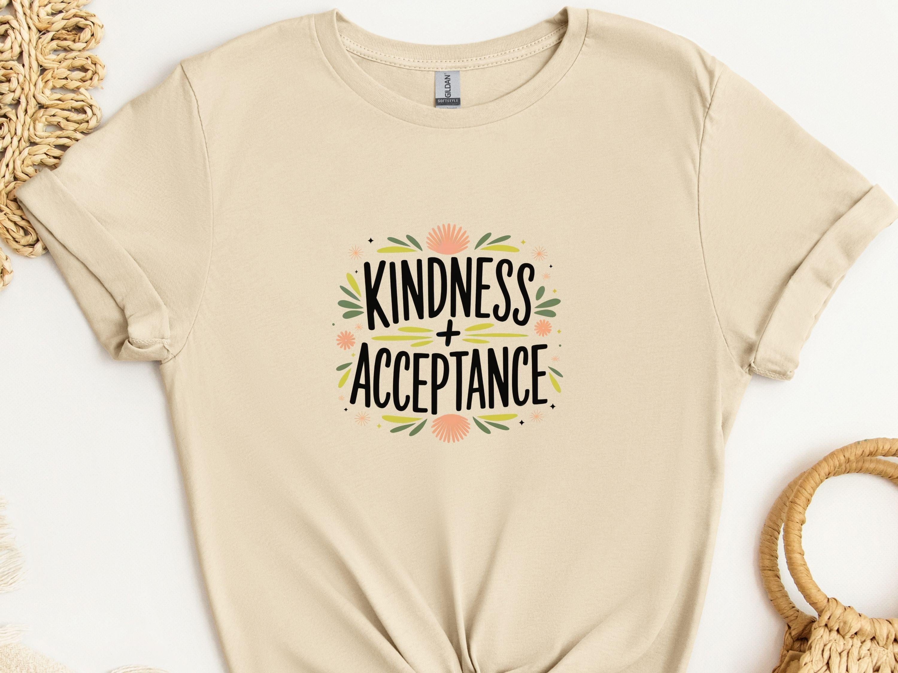 Kindness + Acceptance Tee-Sand-Neurodiversity, ADHD & Autism Awareness & Acceptance T-Shirt by Daily Bloom
