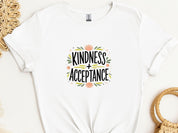 Kindness + Acceptance Tee-White-Neurodiversity, ADHD & Autism Awareness & Acceptance T-Shirt by Daily Bloom