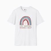 Autism T-Shirt By Daily Bloom Life Happens Visuals Help Tag-Free Tee White / S