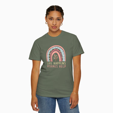 Autism T-Shirt - Life Happens Visuals Helps Comfort Colors Tee - Daily Bloom