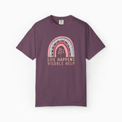 Autism T-Shirt By Daily Bloom Life Happens Visuals Helps Comfort Colors Tee Berry / S