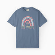 Autism T-Shirt By Daily Bloom Life Happens Visuals Helps Comfort Colors Tee Blue Jean / S